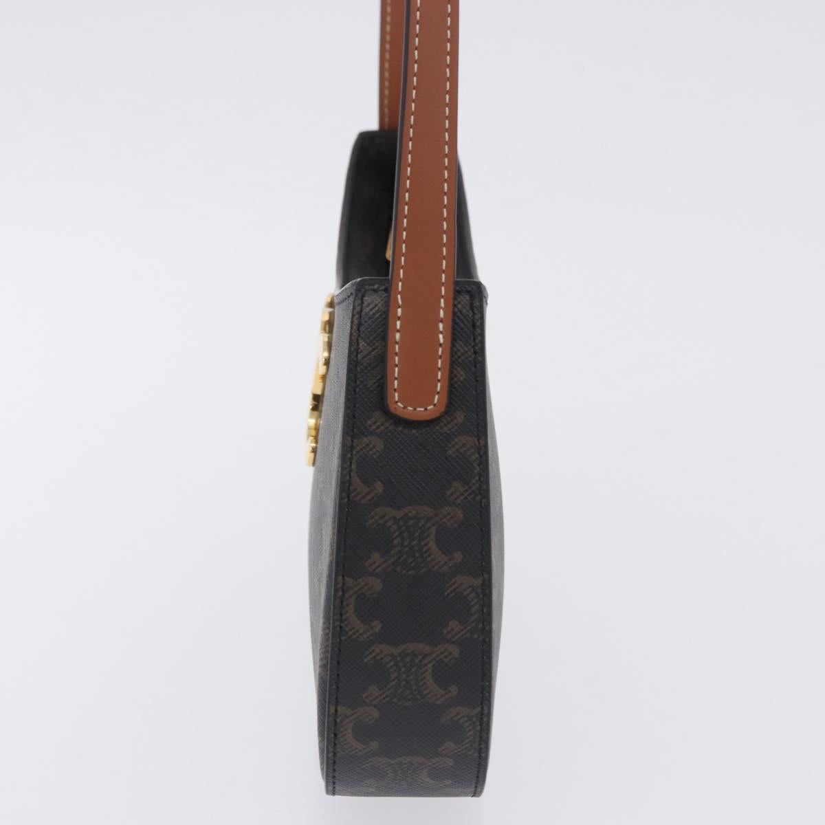 CELINE Triomphe Medium Tilley Bag Shoulder Bag PVC Black Auth SW2664SAM