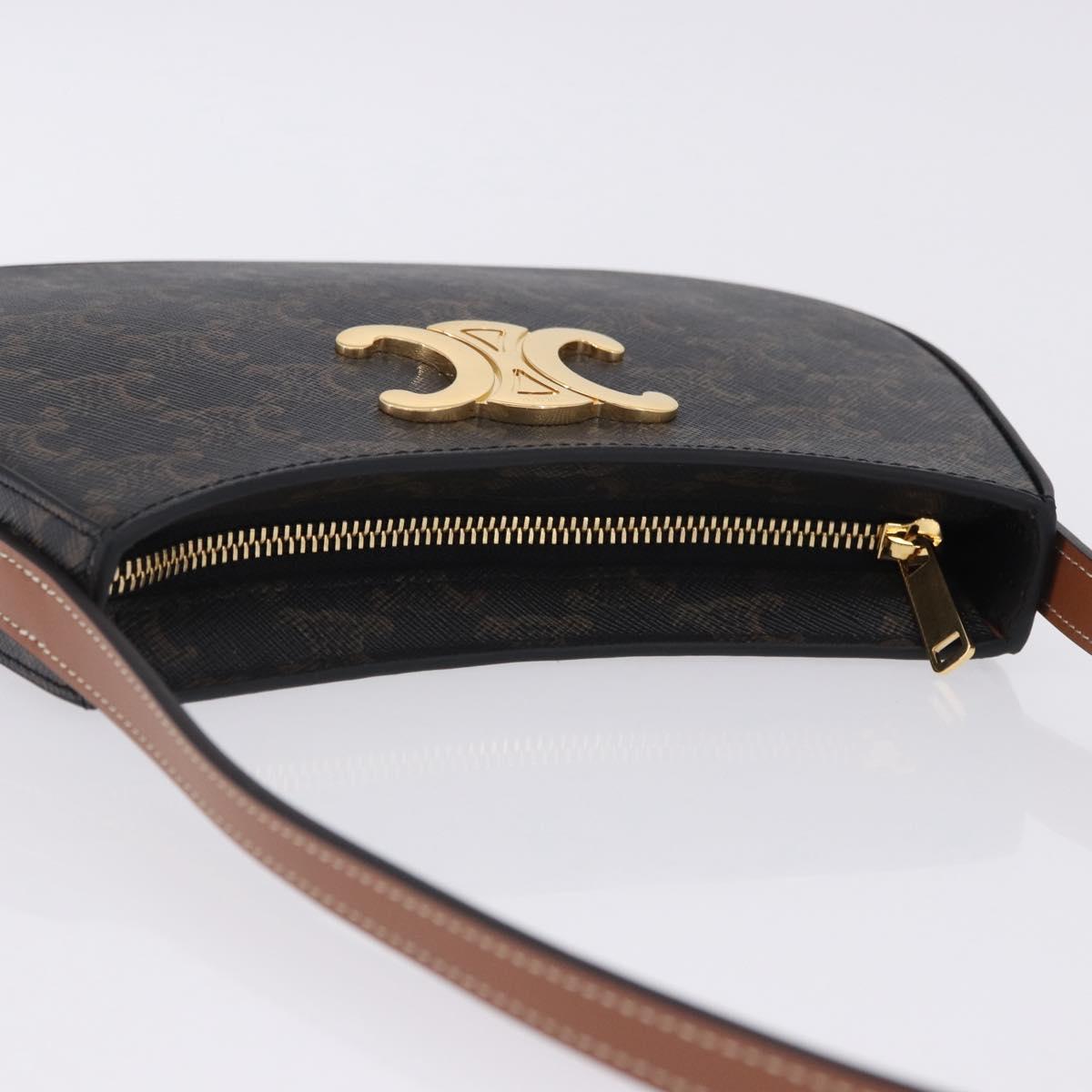 CELINE Triomphe Medium Tilley Bag Shoulder Bag PVC Black Auth SW2664SAM