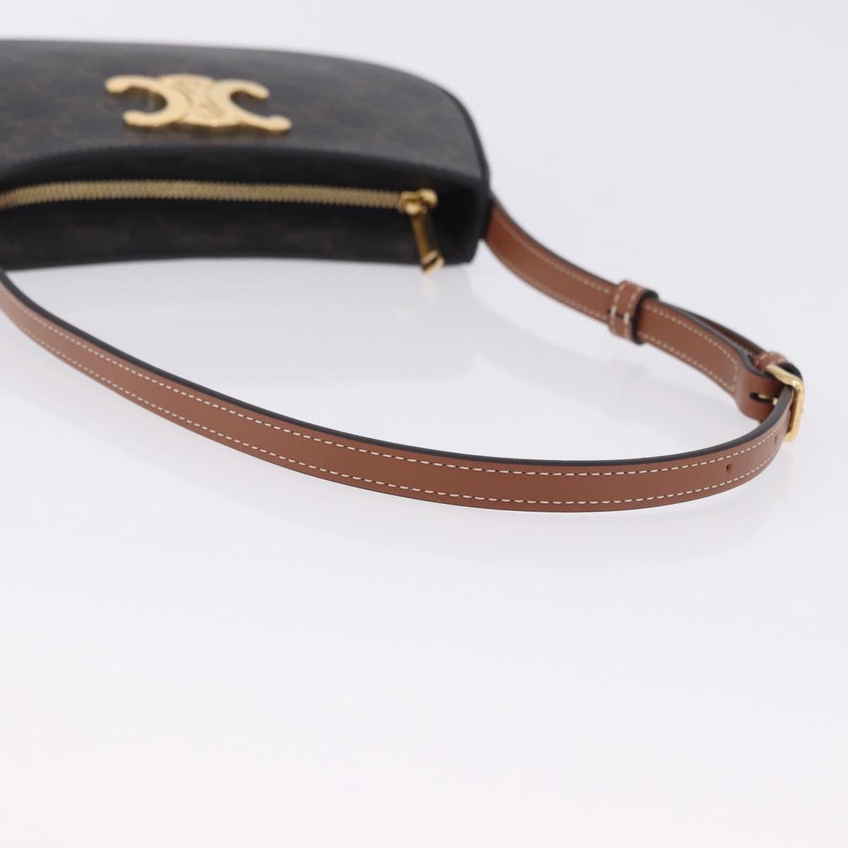 CELINE Triomphe Medium Tilley Bag Shoulder Bag PVC Black Auth SW2664SAM