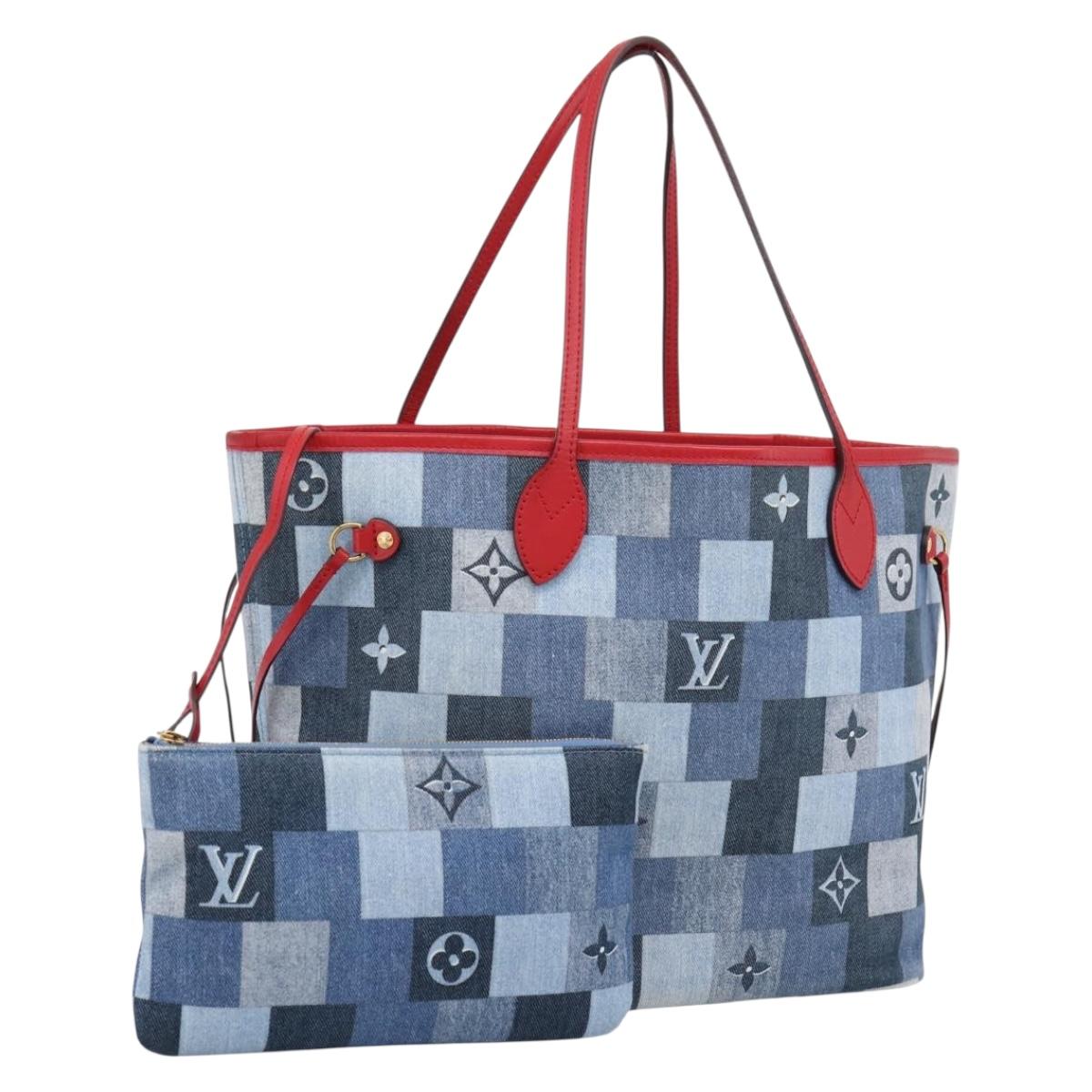LOUIS VUITTON Monogram Denim Neverfull MM Tote Bag Blue M44981 LV Auth SW2668SM
