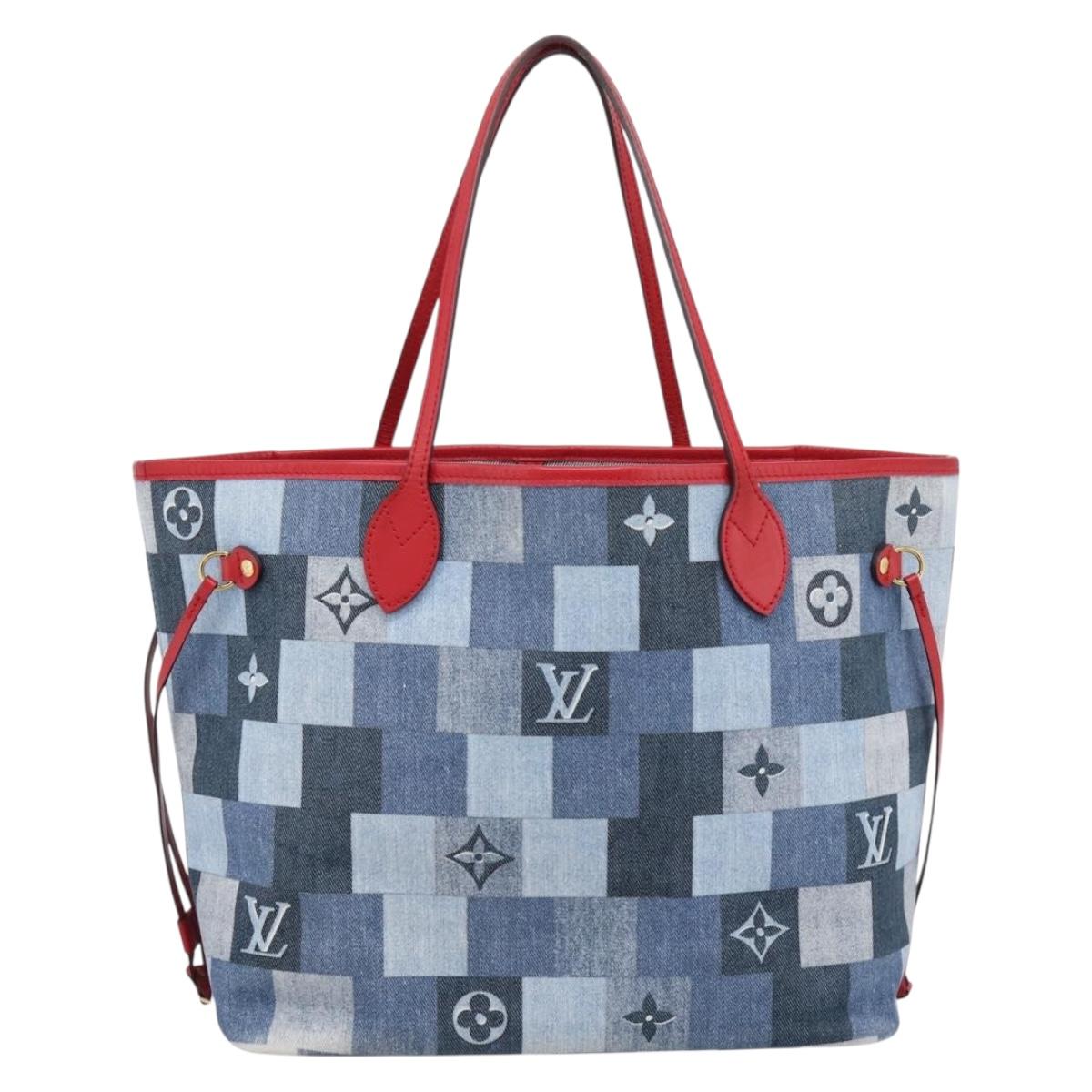 LOUIS VUITTON Monogram Denim Neverfull MM Tote Bag Blue M44981 LV Auth SW2668SM