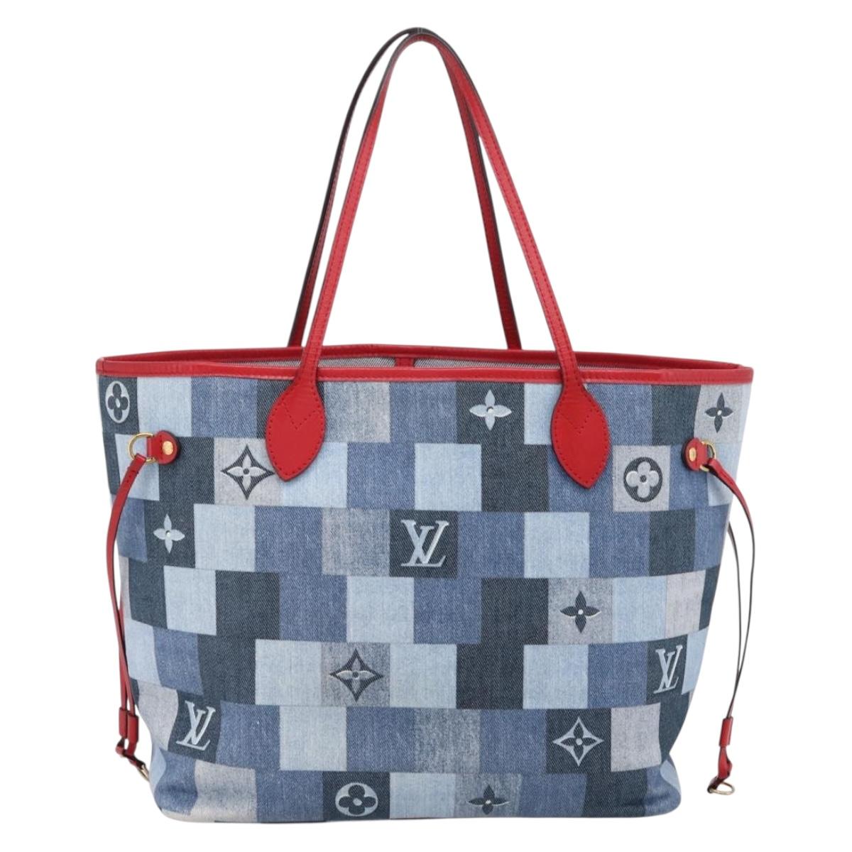 LOUIS VUITTON Monogram Denim Neverfull MM Tote Bag Blue M44981 LV Auth SW2668SM