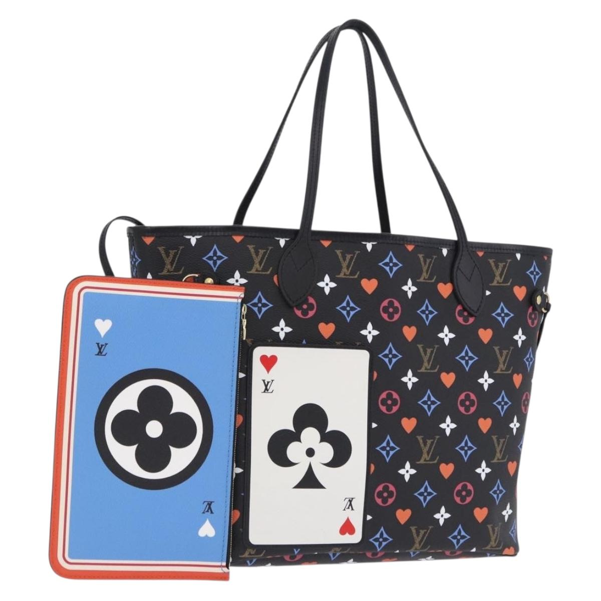 LOUIS VUITTON Monogram Game On Neverfull MM Tote Bag Black M57483 Auth SW2669SM