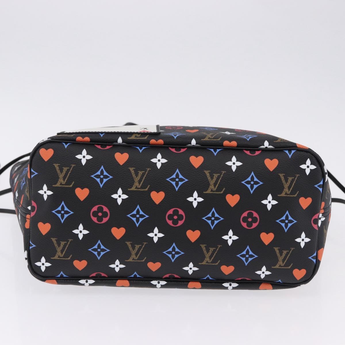 LOUIS VUITTON Monogram Game On Neverfull MM Tote Bag Black M57483 Auth SW2669SM