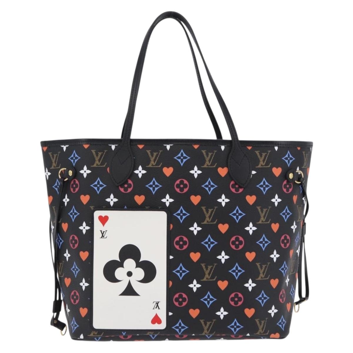 LOUIS VUITTON Monogram Game On Neverfull MM Tote Bag Black M57483 Auth SW2669SM