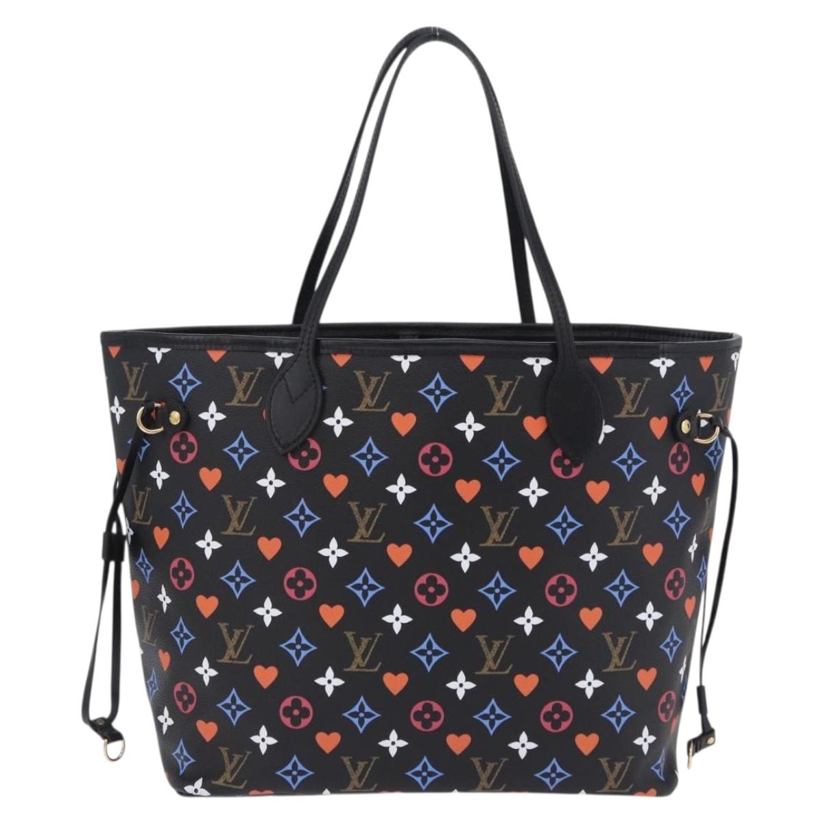 LOUIS VUITTON Monogram Game On Neverfull MM Tote Bag Black M57483 Auth SW2669SM