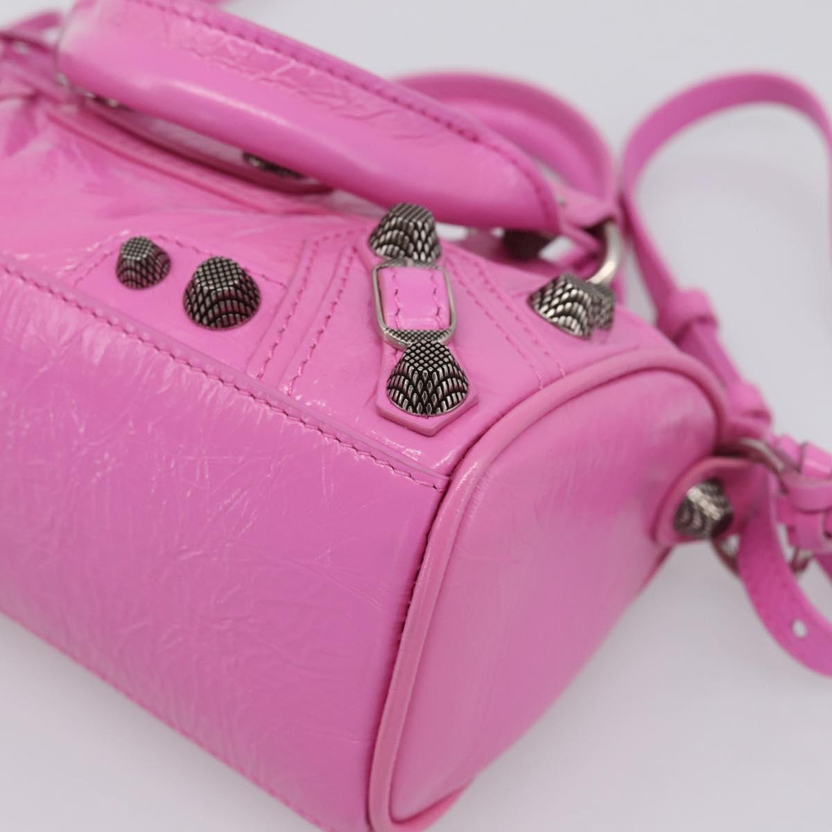 BALENCIAGA Le Cagole Nano Duffel Bag Leather 2way Pink 792599 Auth SW2670SAM