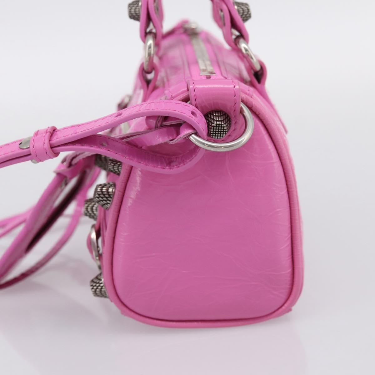 BALENCIAGA Le Cagole Nano Duffel Bag Leather 2way Pink 792599 Auth SW2670SAM