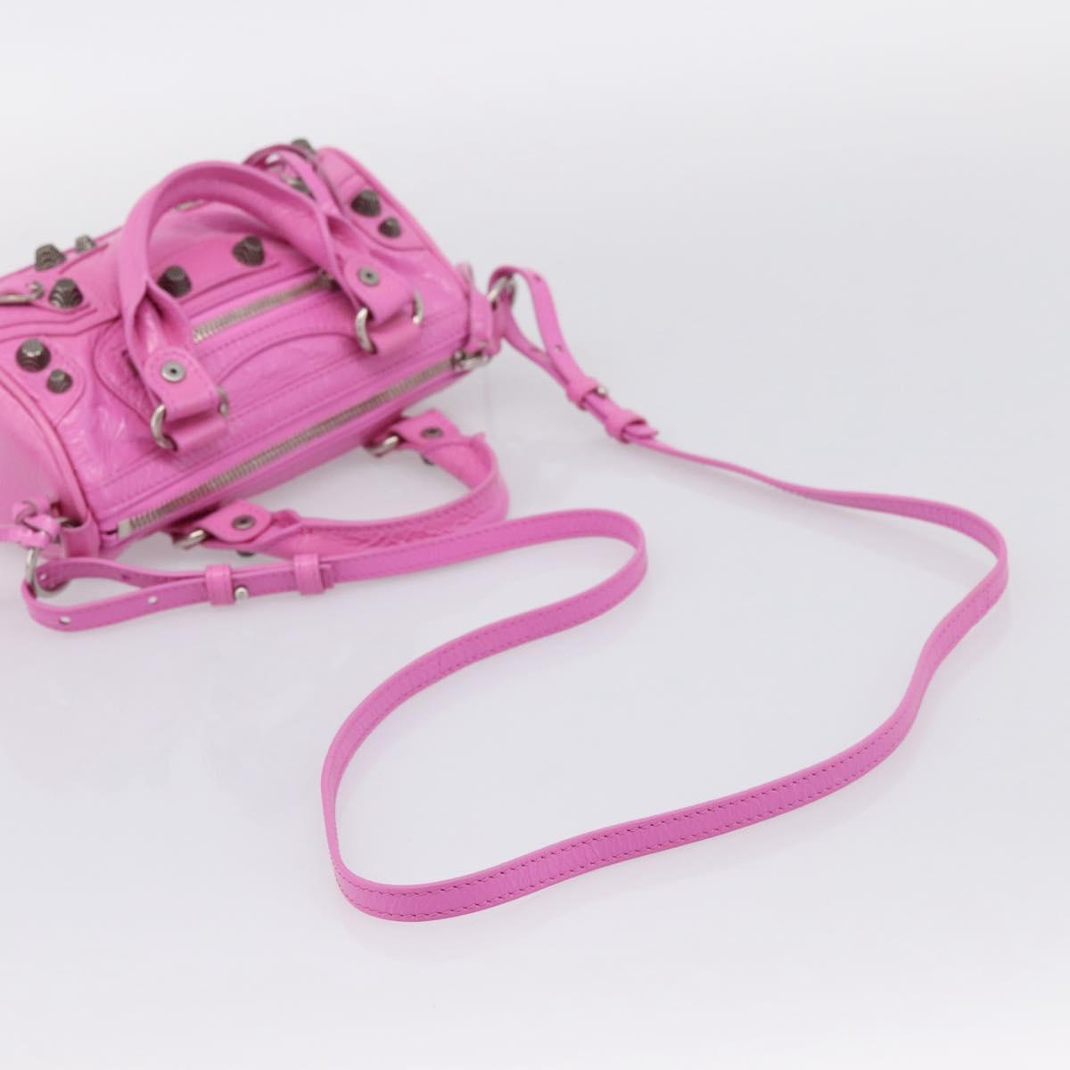 BALENCIAGA Le Cagole Nano Duffel Bag Leather 2way Pink 792599 Auth SW2670SAM