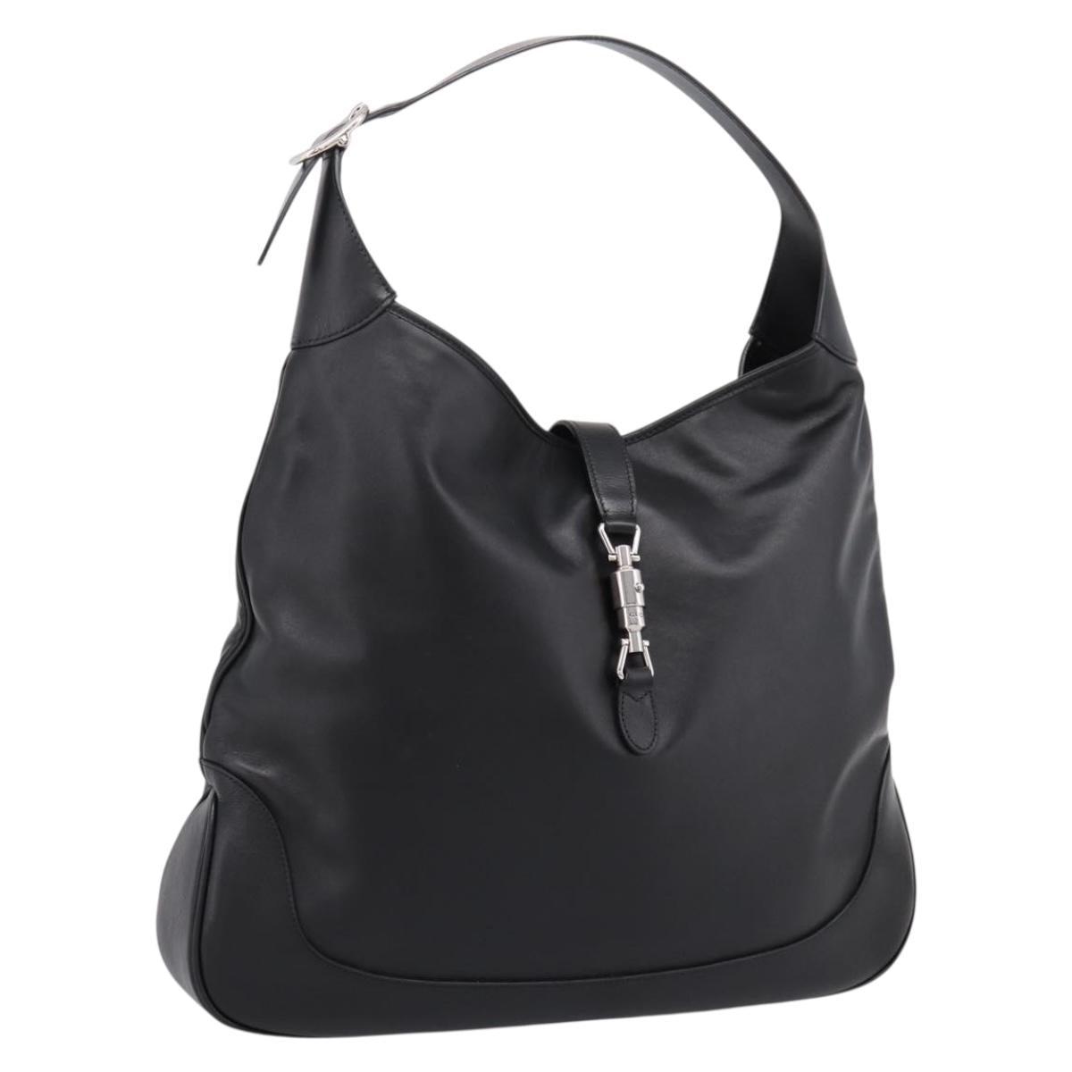 GUCCI Jackie Shoulder Bag Leather 2way Black Silver 764202 Auth SW2671SAM