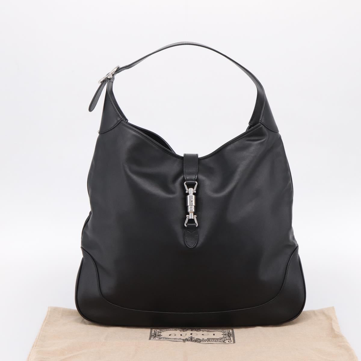 GUCCI Jackie Shoulder Bag Leather 2way Black Silver 764202 Auth SW2671SAM