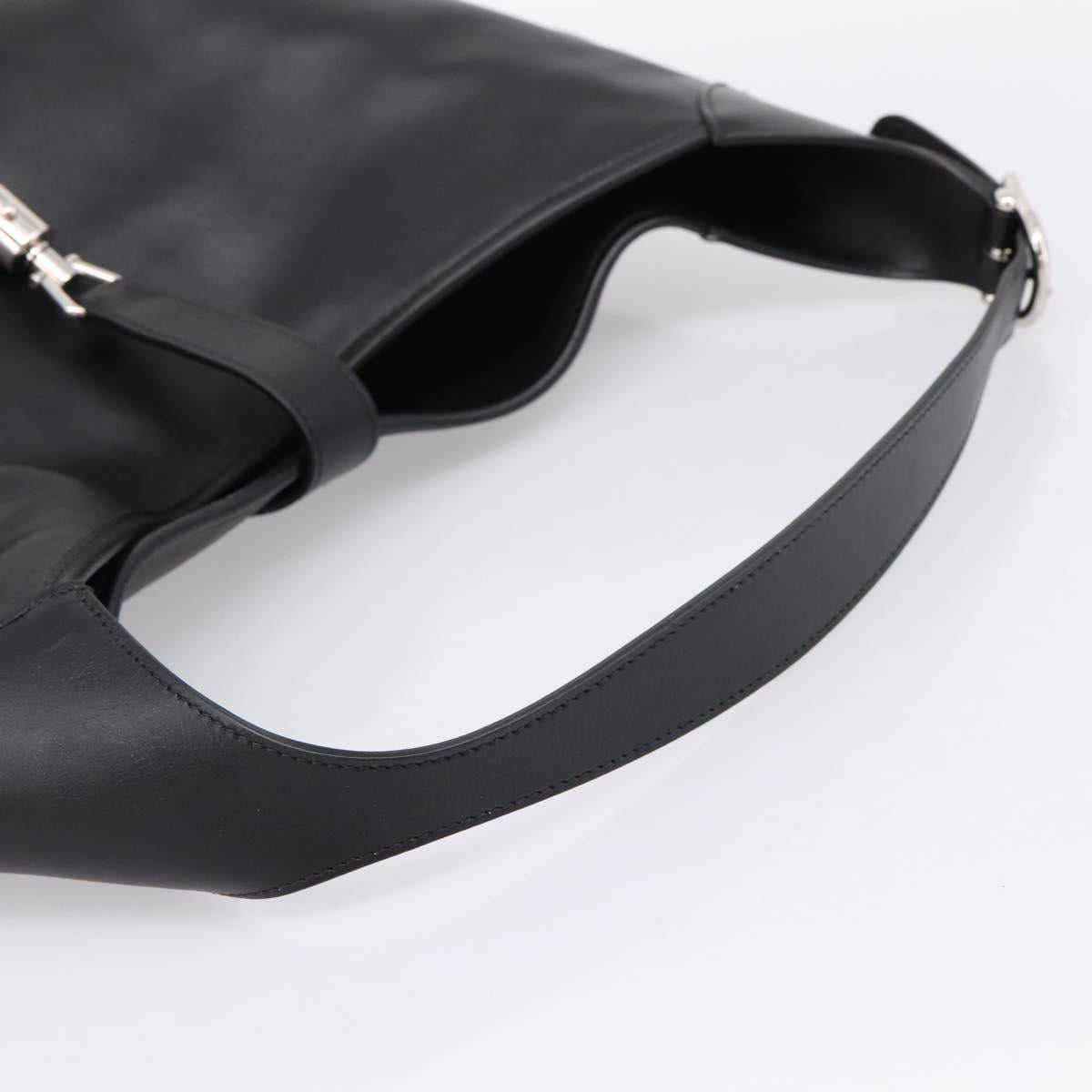 GUCCI Jackie Shoulder Bag Leather 2way Black Silver 764202 Auth SW2671SAM