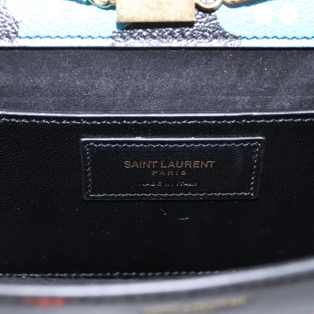 SAINT LAURENT Chain Betty Shoulder Bag Leather Black Gold Tone Auth SW2673SAM