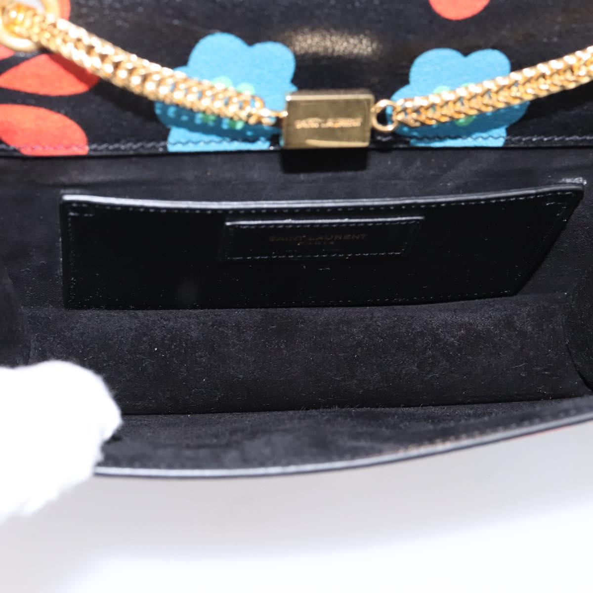 SAINT LAURENT Chain Betty Shoulder Bag Leather Black Gold Tone Auth SW2673SAM