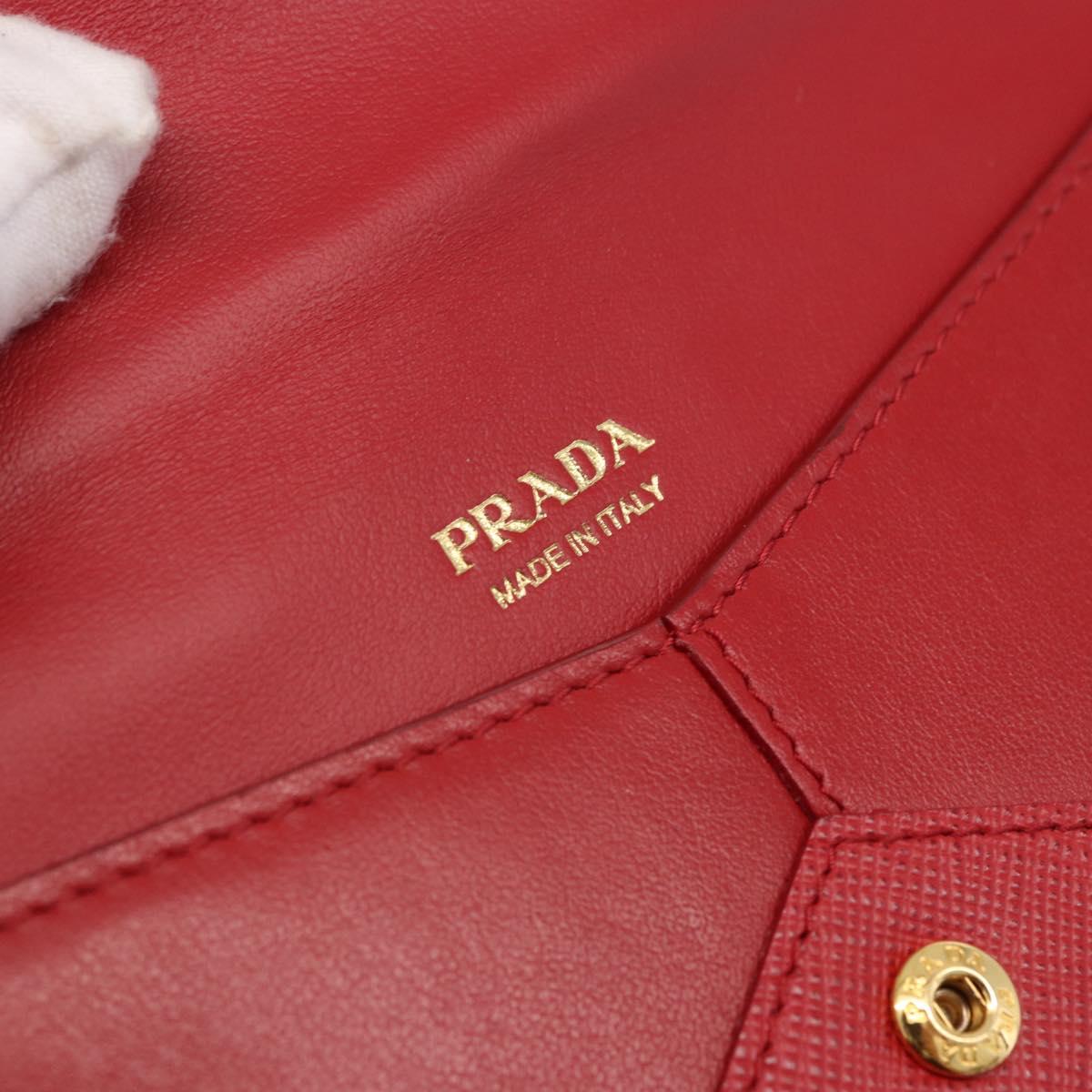PRADA Chain Wallet Pouch Safifano Red Gold Tone Auth SW2674V