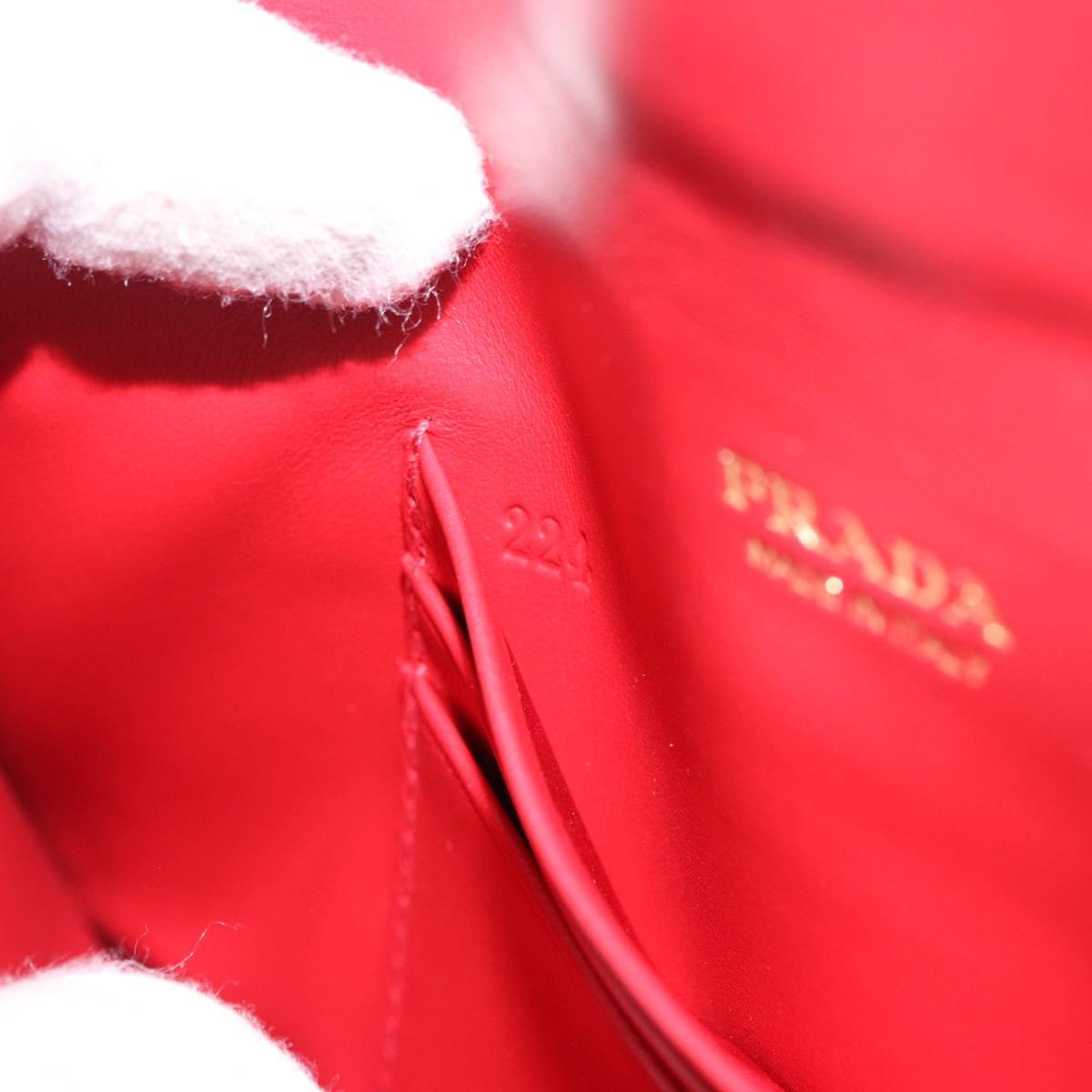 PRADA Chain Wallet Pouch Safifano Red Gold Tone Auth SW2674V