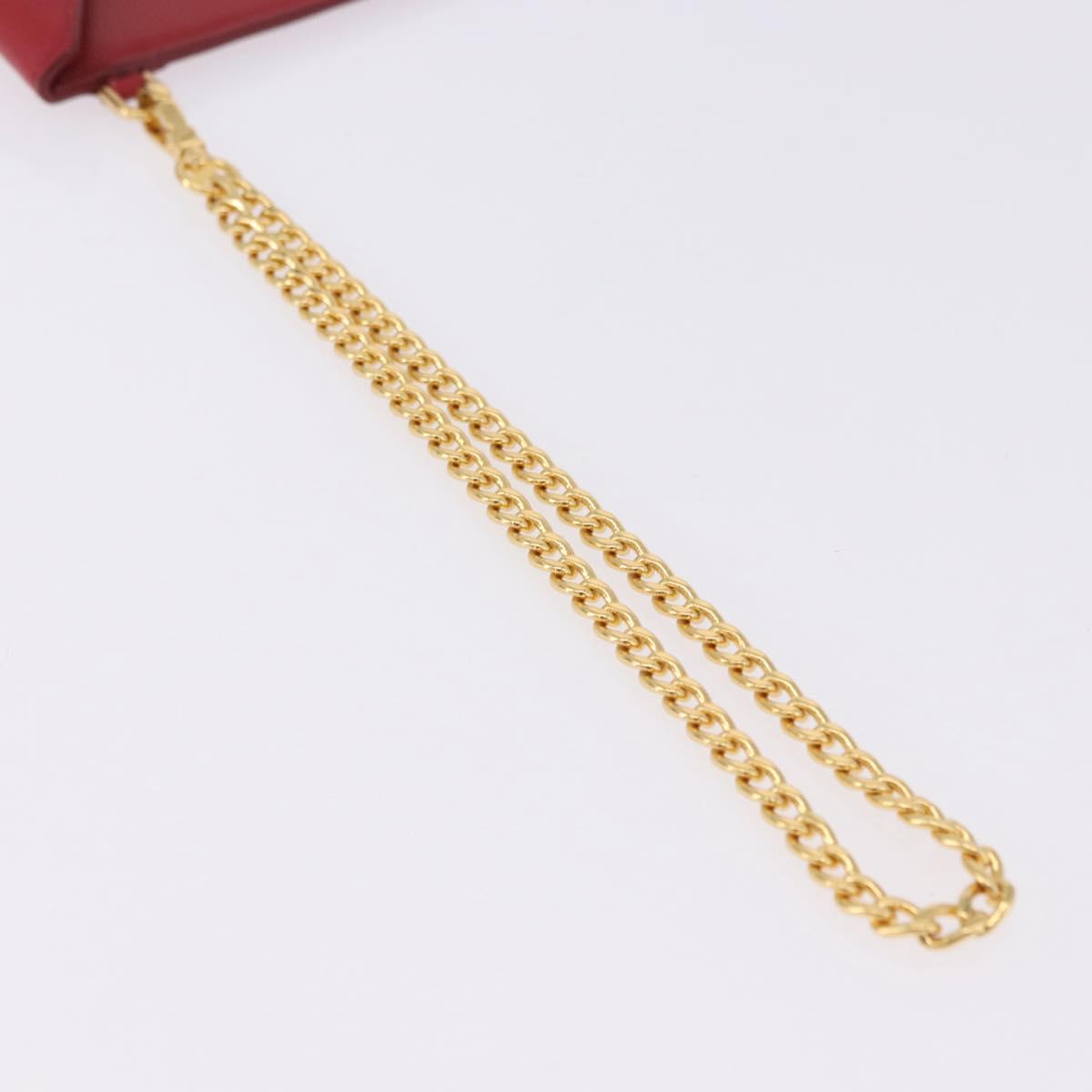 PRADA Chain Wallet Pouch Safifano Red Gold Tone Auth SW2674V
