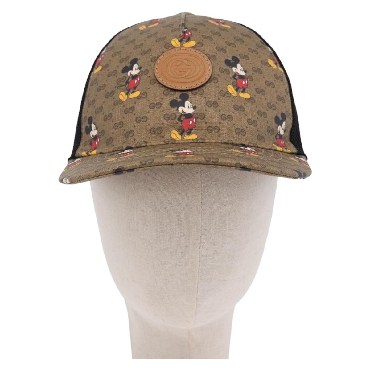 GUCCI Disney MicroGG Supreme Baseball Cap PVC Beige 602979 Auth SW2676SAM
