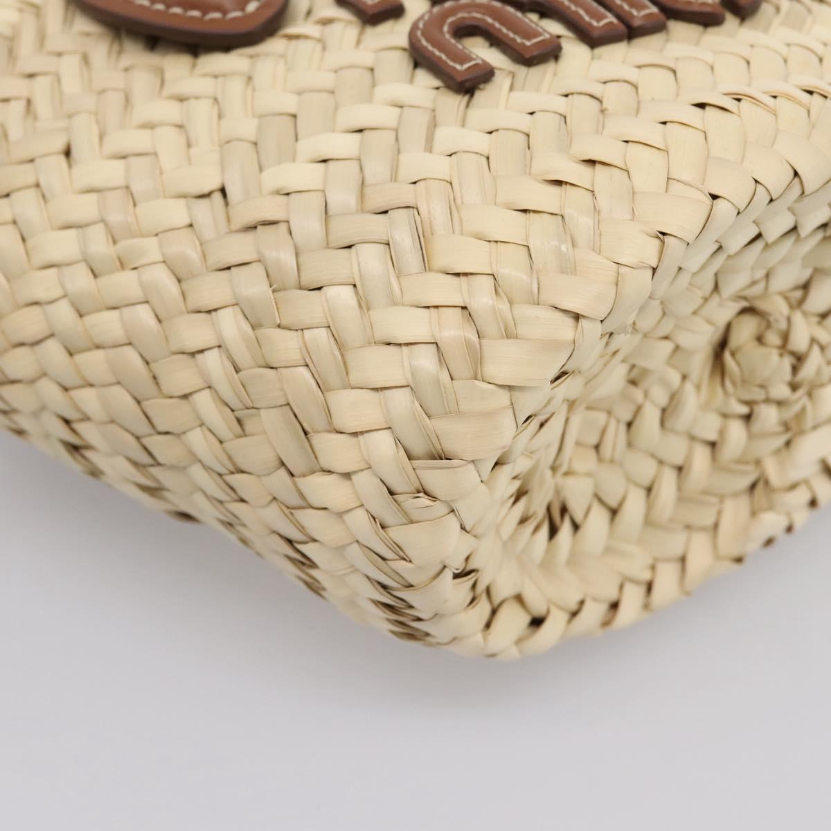 Miu Miu Woven Fabric Hand Bag Raffia 2way Beige Gold Auth SW2677SAM