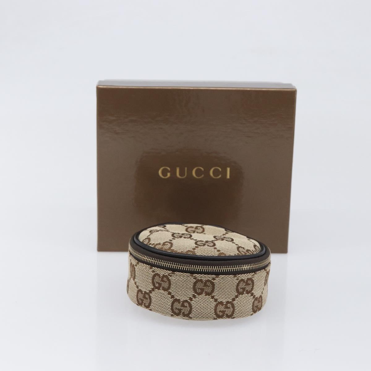 GUCCI GG Canvas Jewelry Case Beige Gold Tone 212247 Auth SW2691V