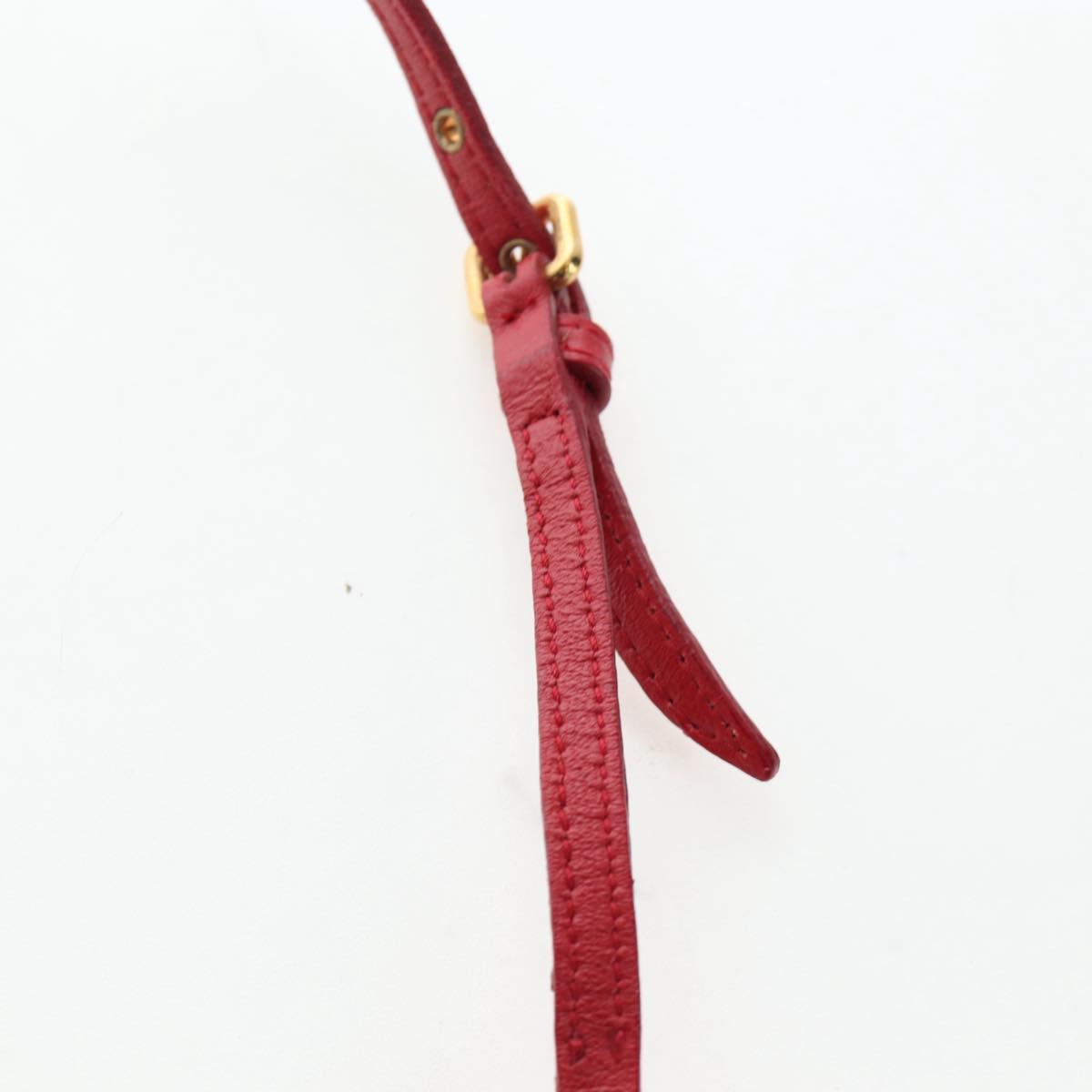 Miu Miu Matelasse Shoulder Pouch Leather Red Gold Tone Auth SW2692M