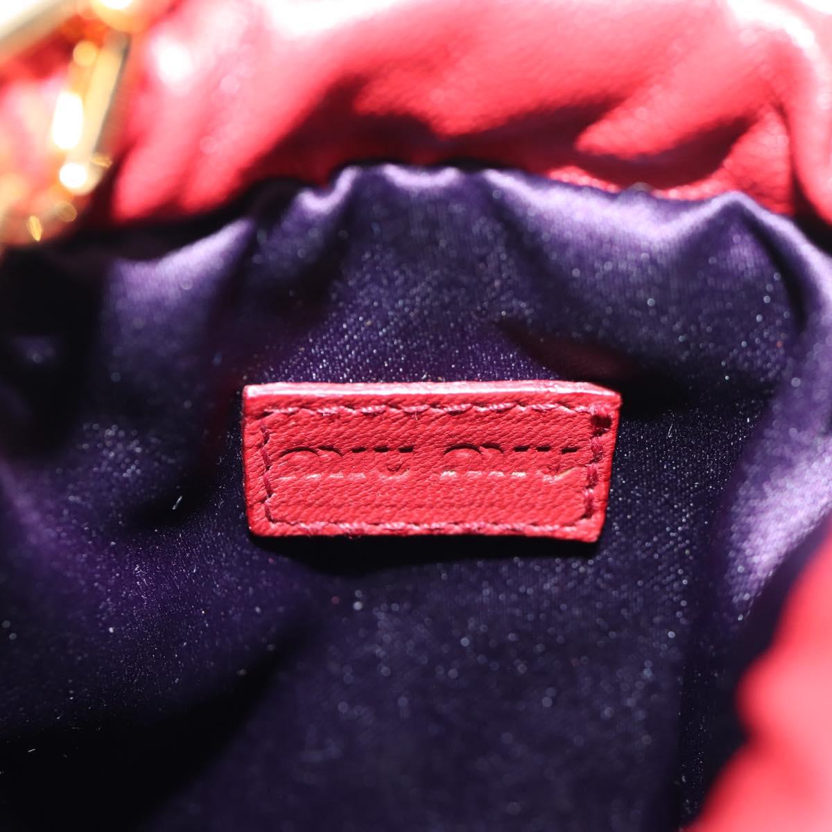 Miu Miu Matelasse Shoulder Pouch Leather Red Gold Tone Auth SW2692M