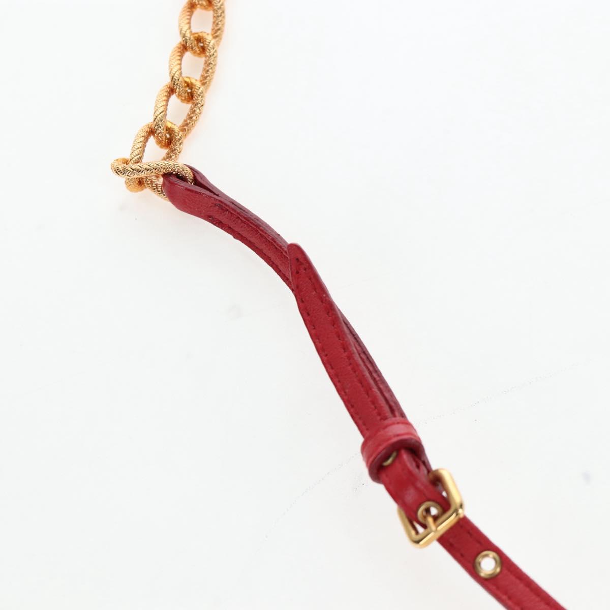 Miu Miu Matelasse Shoulder Pouch Leather Red Gold Tone Auth SW2692M