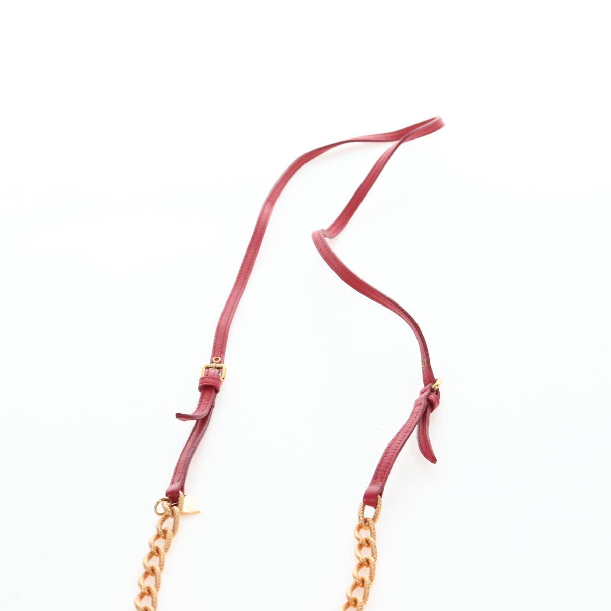 Miu Miu Matelasse Shoulder Pouch Leather Red Gold Tone Auth SW2692M