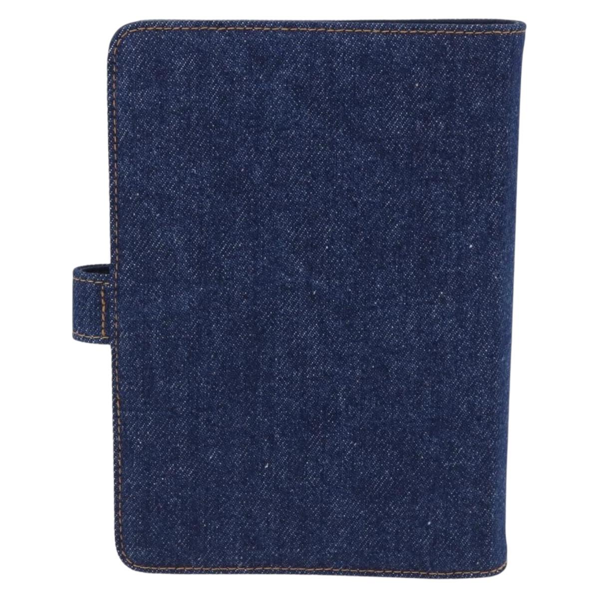 CHANEL COCO Mark Day Planner Cover Denim Blue Gold CC Auth SW2693SAM