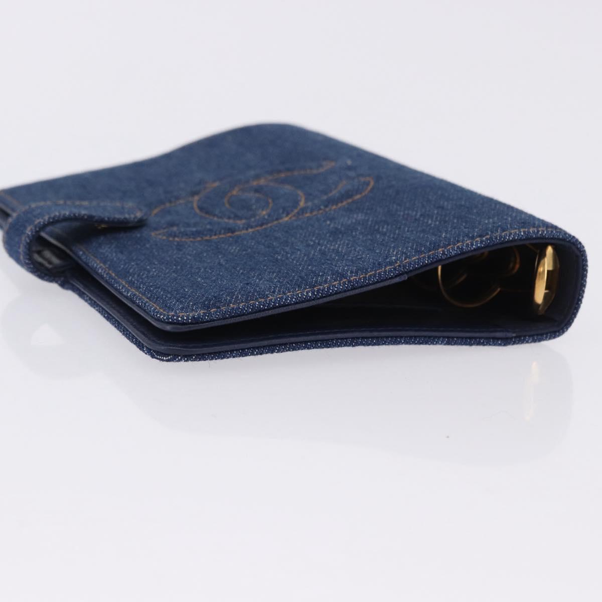 CHANEL COCO Mark Day Planner Cover Denim Blue Gold CC Auth SW2693SAM