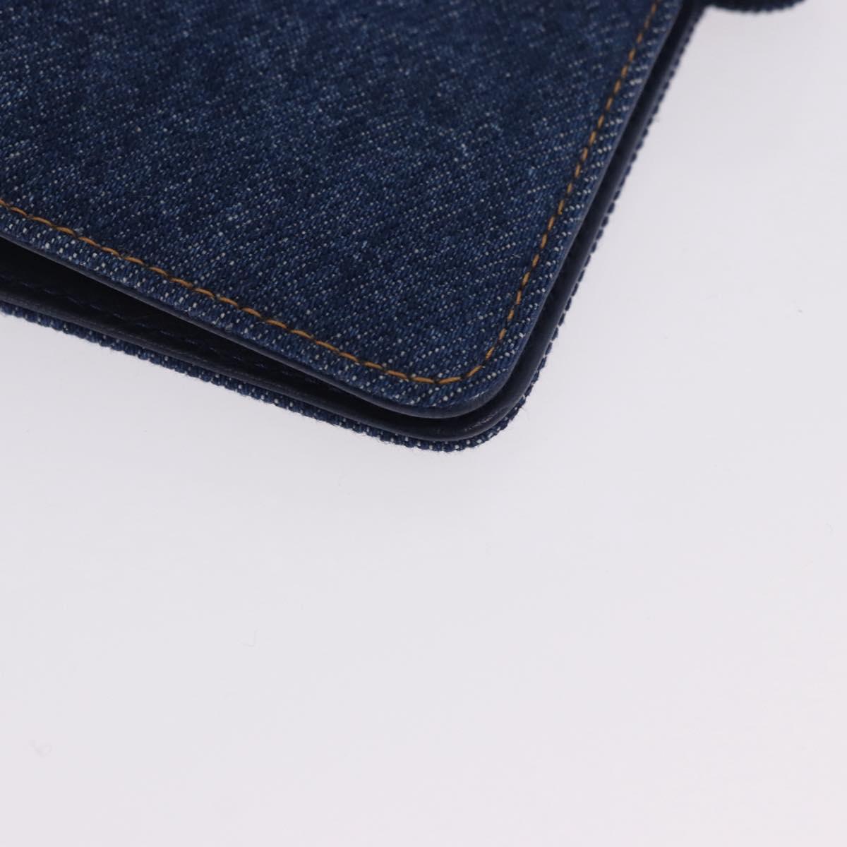 CHANEL COCO Mark Day Planner Cover Denim Blue Gold CC Auth SW2693SAM