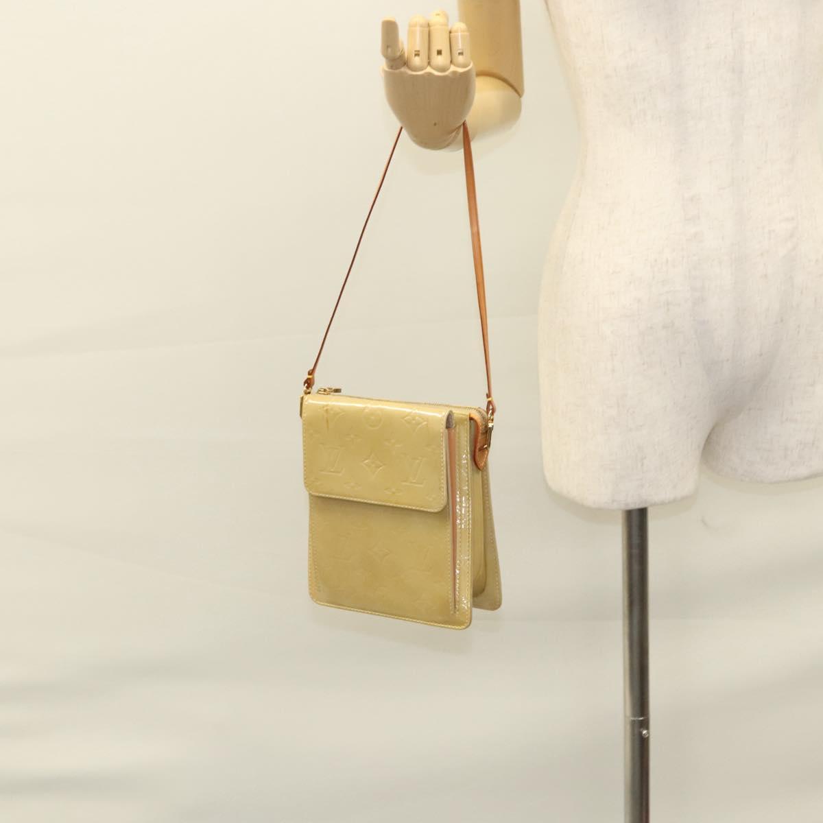 LOUIS VUITTON Monogram Vernis Motto Accessory Pouch Beige M91136 LV Auth sw270