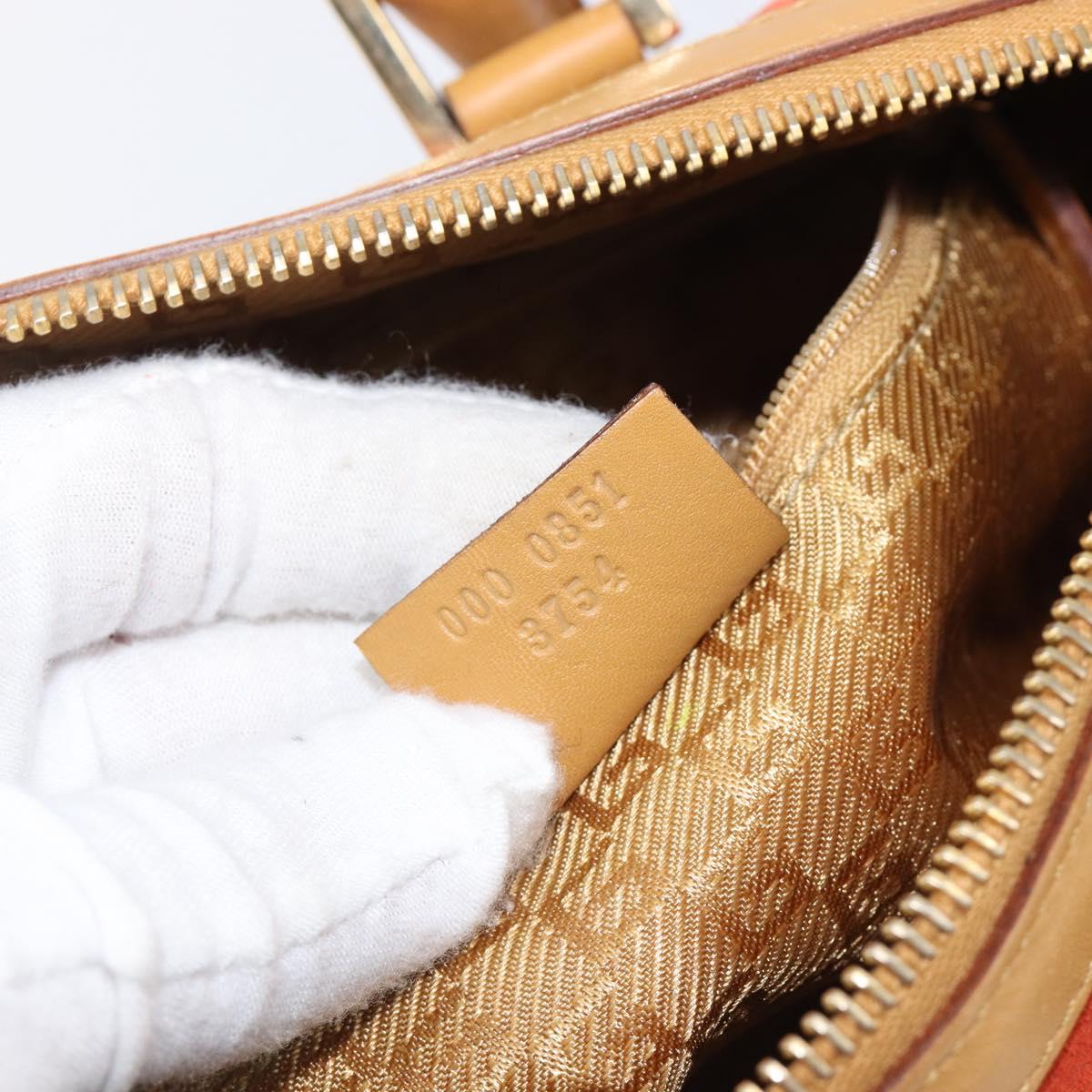 GUCCI Hand Bag Suede Orange Gold Tone 000 0851 Auth SW2761