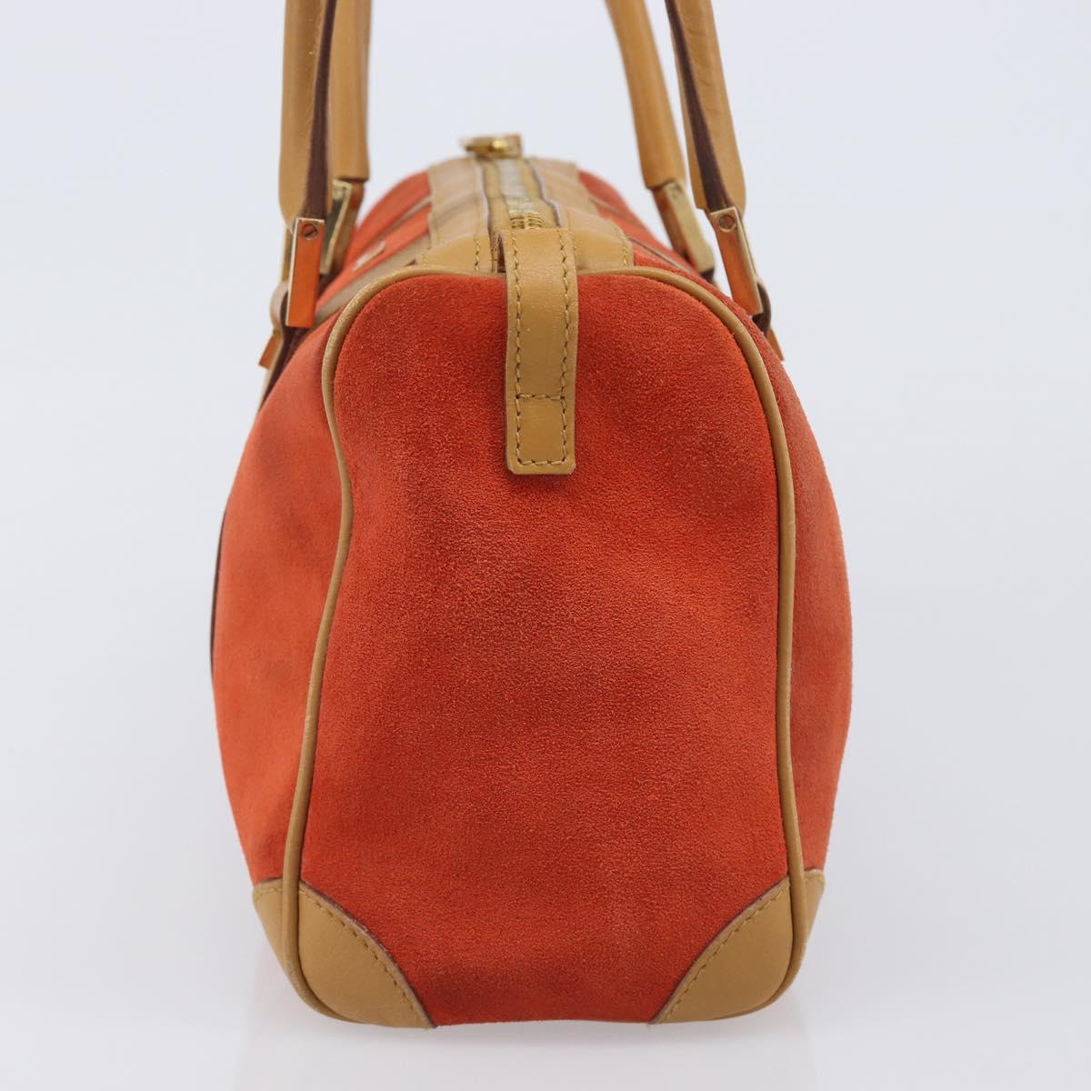 GUCCI Hand Bag Suede Orange Gold Tone 000 0851 Auth SW2761