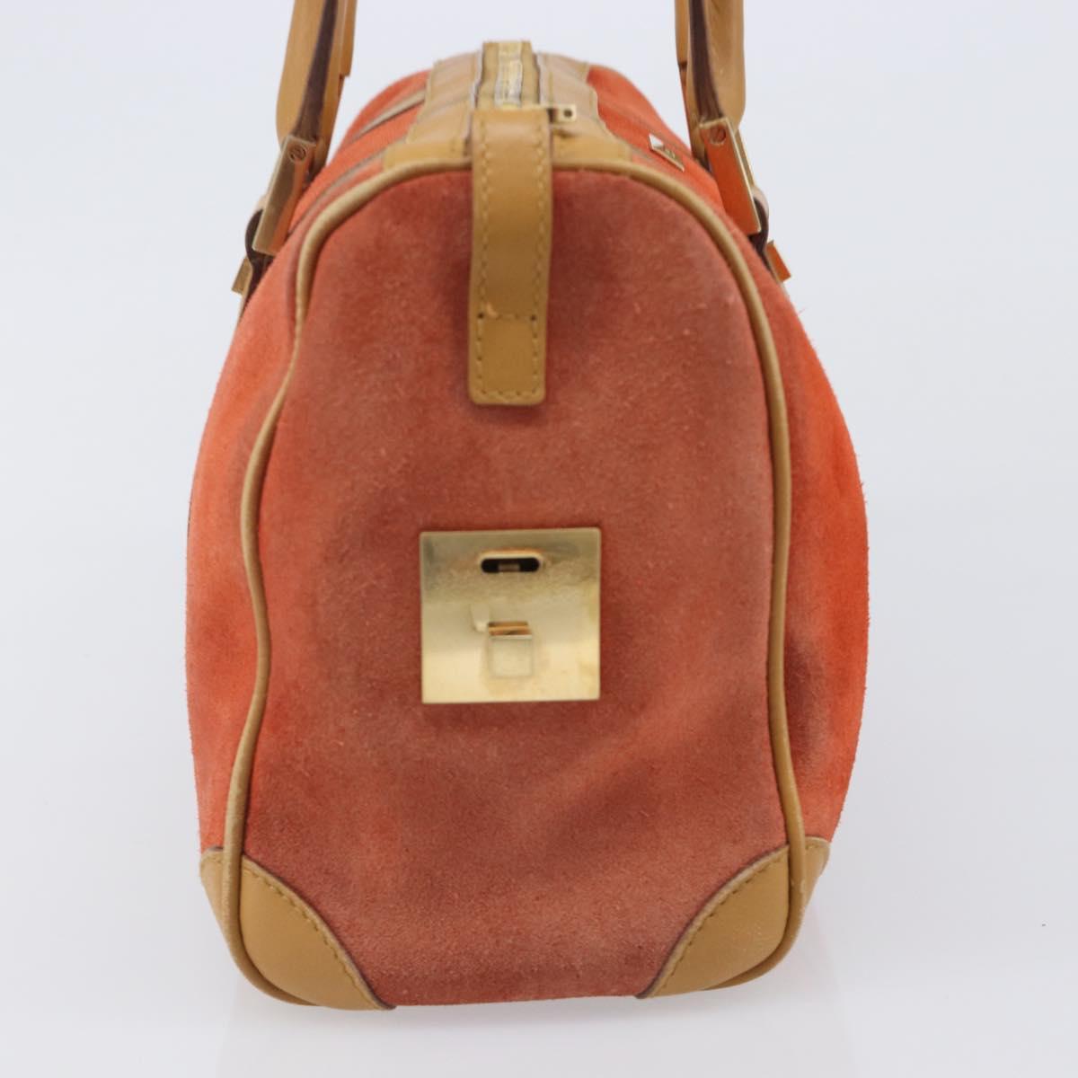 GUCCI Hand Bag Suede Orange Gold Tone 000 0851 Auth SW2761