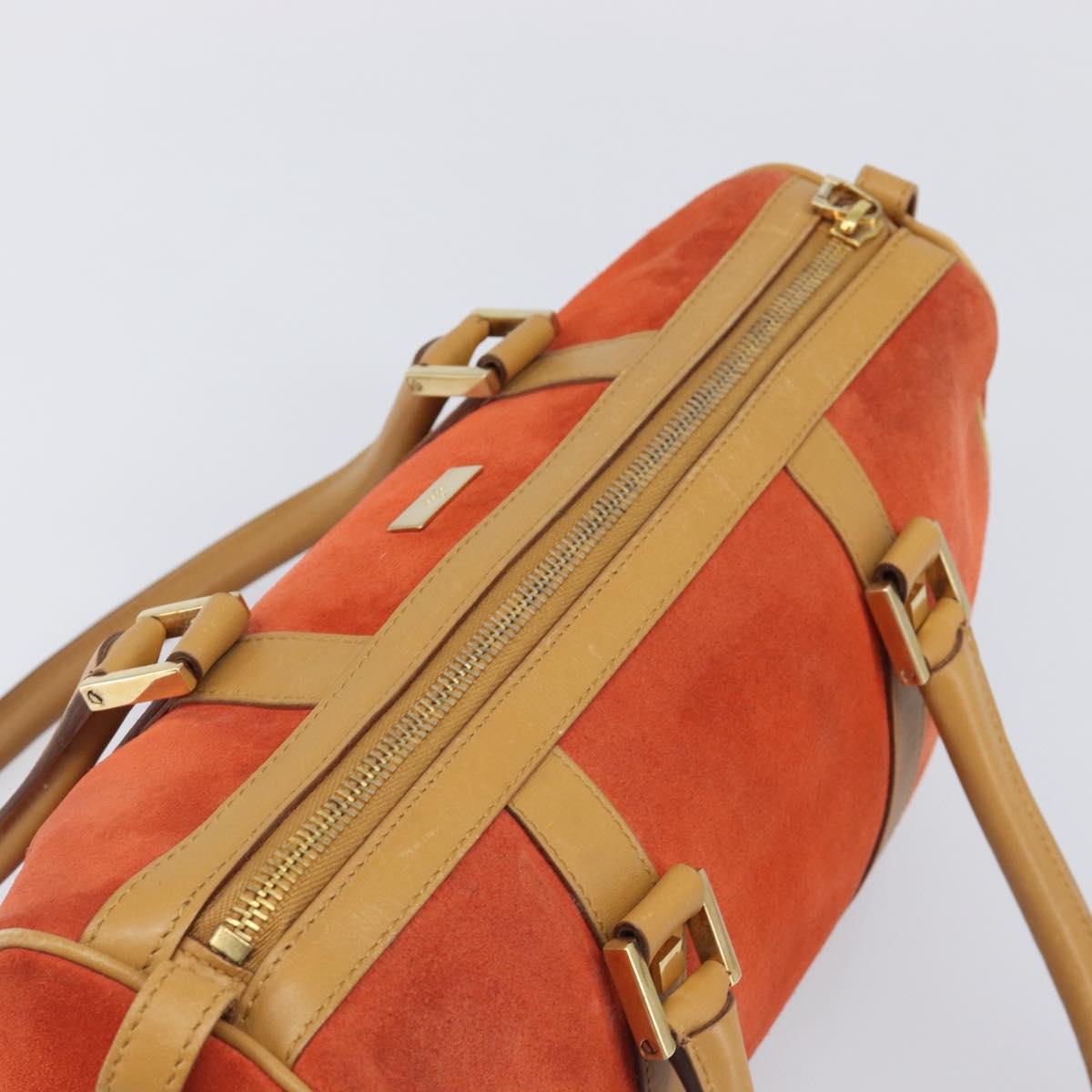 GUCCI Hand Bag Suede Orange Gold Tone 000 0851 Auth SW2761
