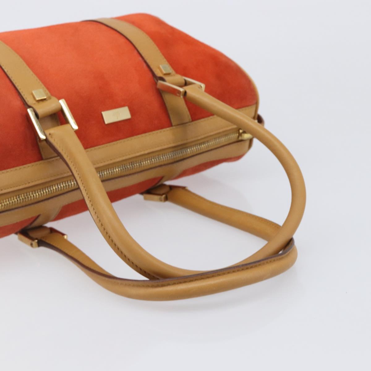 GUCCI Hand Bag Suede Orange Gold Tone 000 0851 Auth SW2761