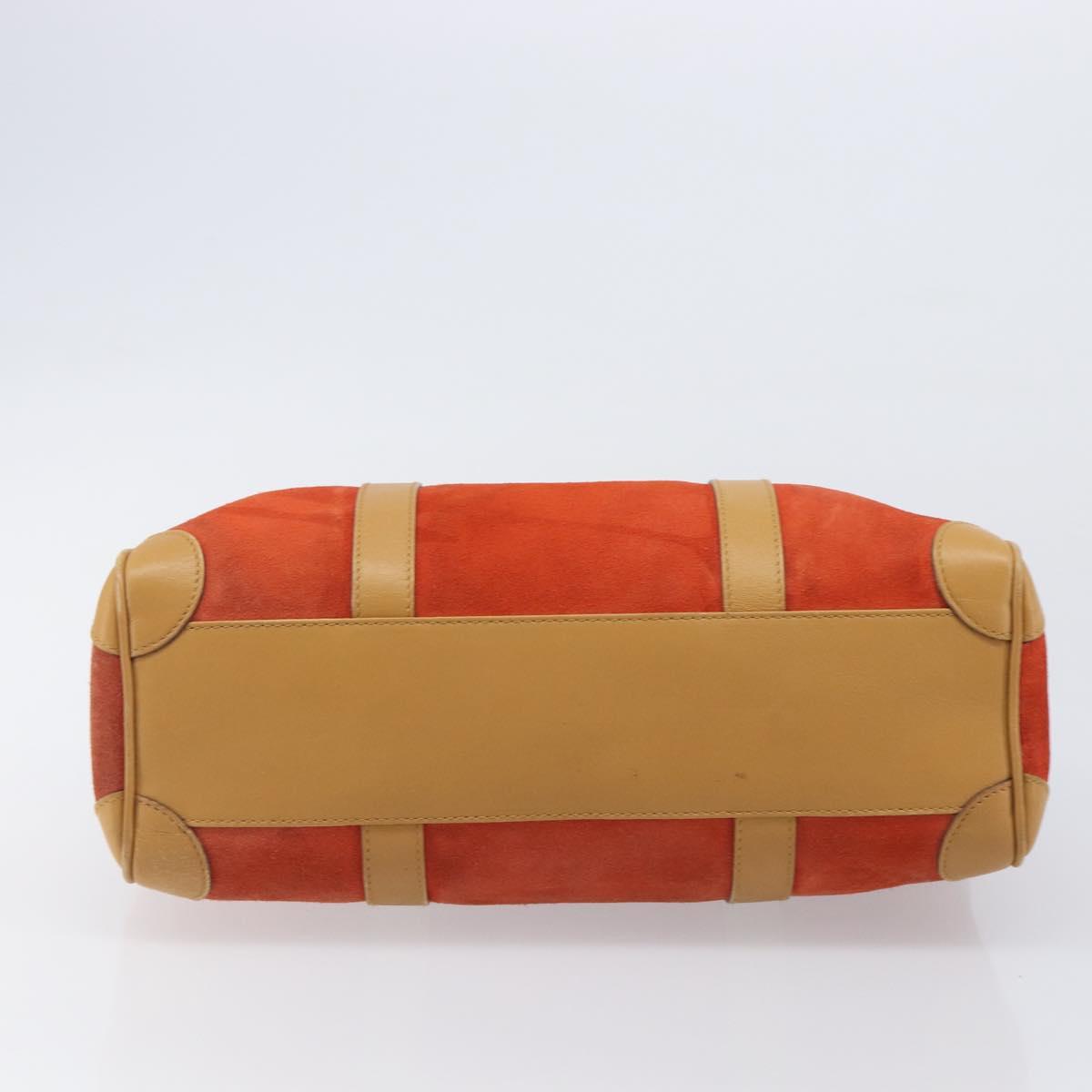 GUCCI Hand Bag Suede Orange Gold Tone 000 0851 Auth SW2761