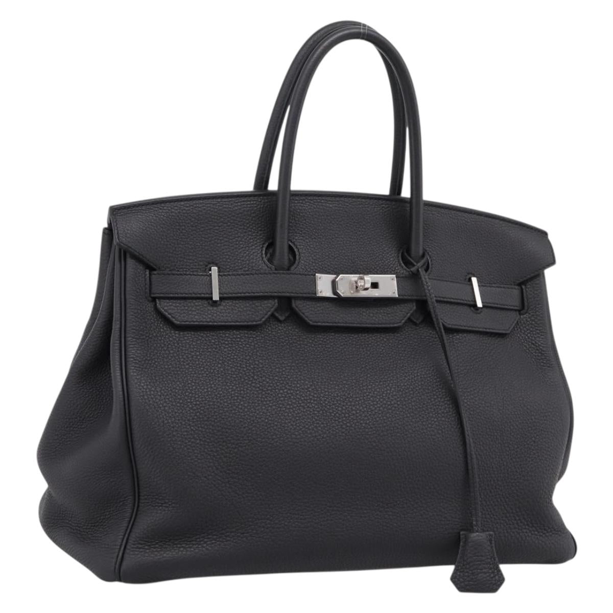 HERMES Birkin 35 Hand Bag Togo leather Black Silver Auth SW2762SM