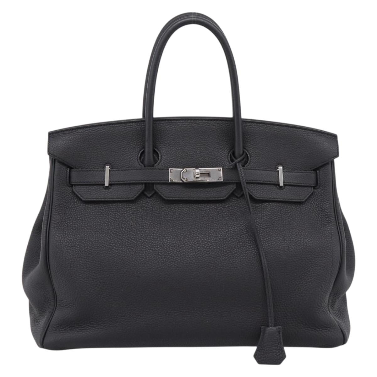 HERMES Birkin 35 Hand Bag Togo leather Black Silver Auth SW2762SM
