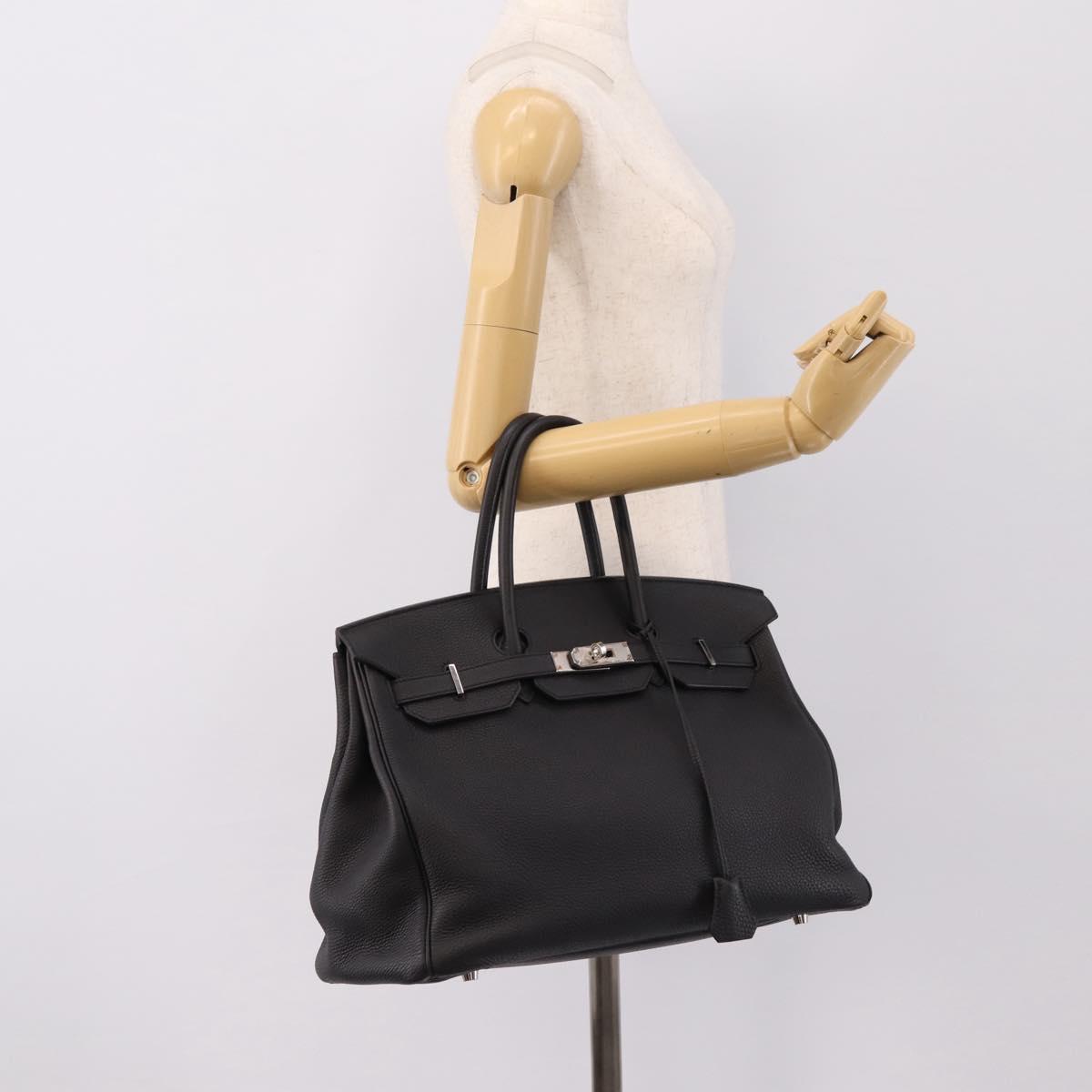 HERMES Birkin 35 Hand Bag Togo leather Black Silver Auth SW2762SM