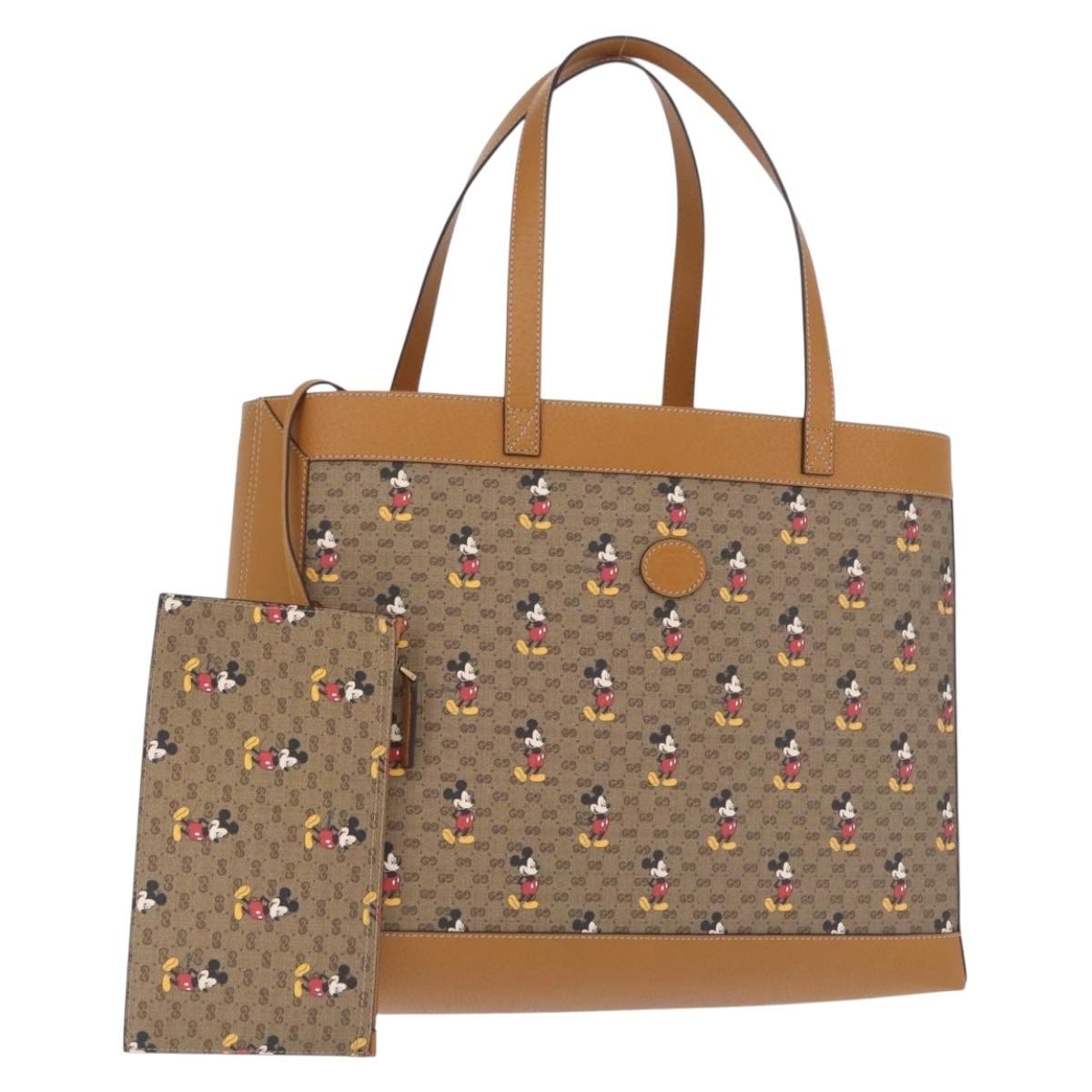 GUCCI x Disney Micro GG Supreme Tote Bag PVC Beige Gold 547947 Auth SW2763SM
