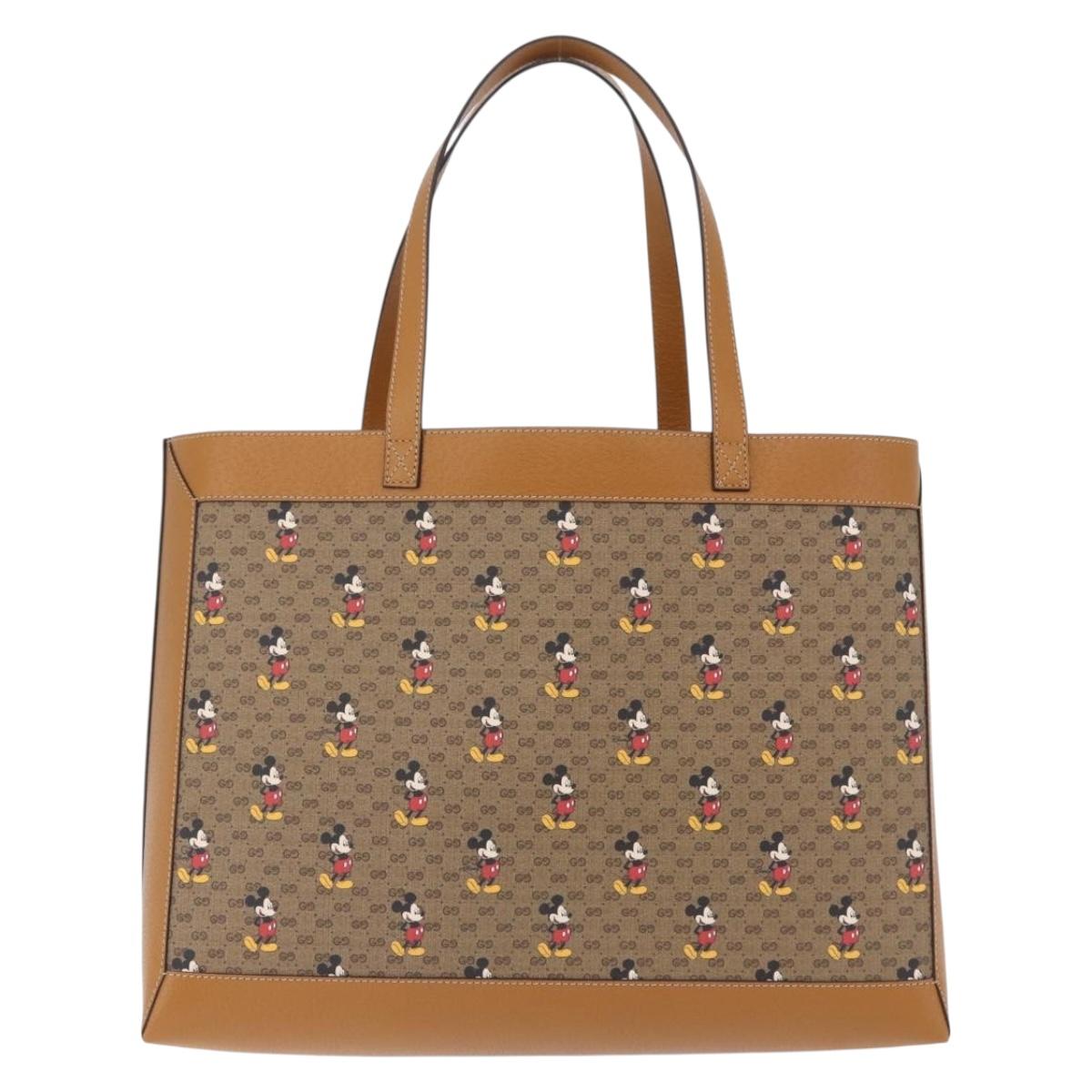GUCCI x Disney Micro GG Supreme Tote Bag PVC Beige Gold 547947 Auth SW2763SM