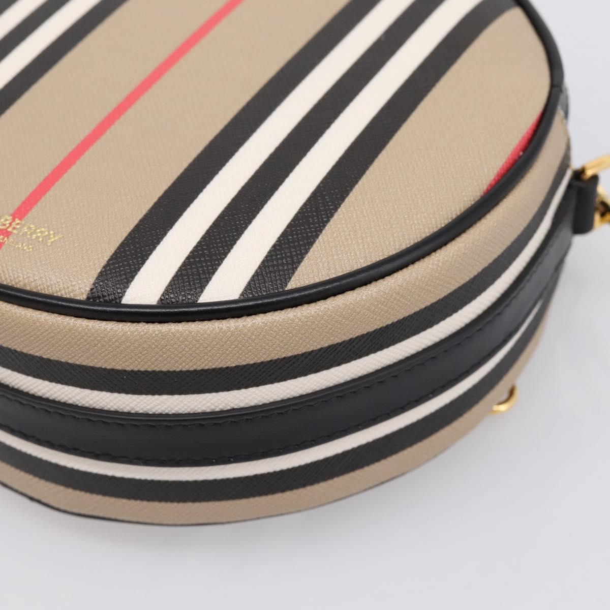 BURBERRY Nova Check Icon Stripe Louise Bag PVC 2way Beige 8051846 Auth SW2764M