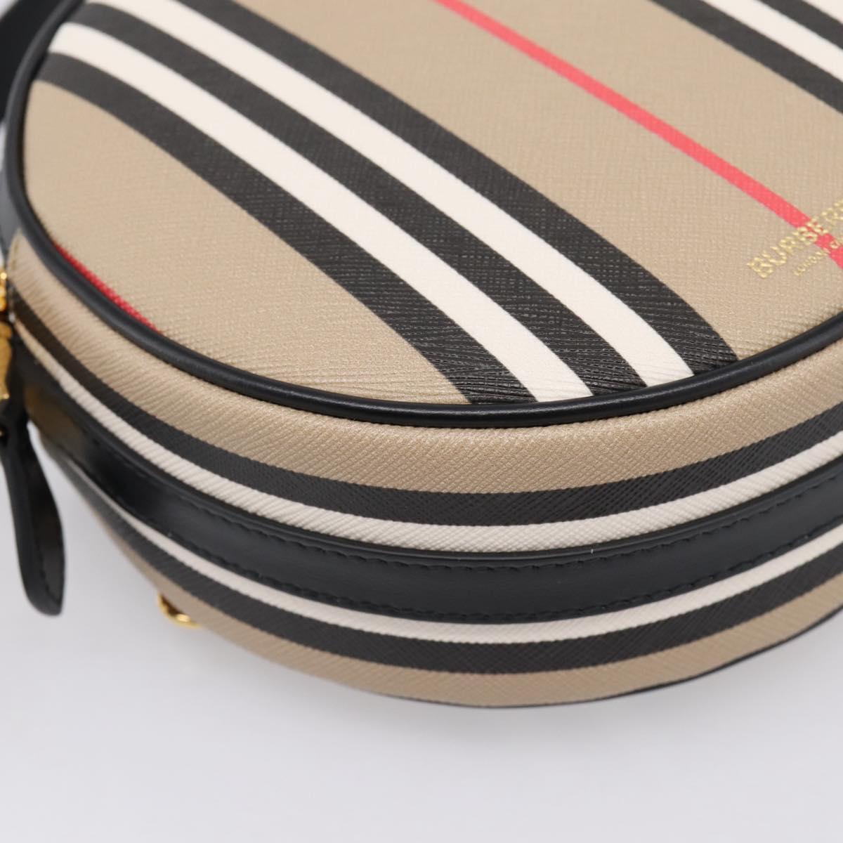 BURBERRY Nova Check Icon Stripe Louise Bag PVC 2way Beige 8051846 Auth SW2764M