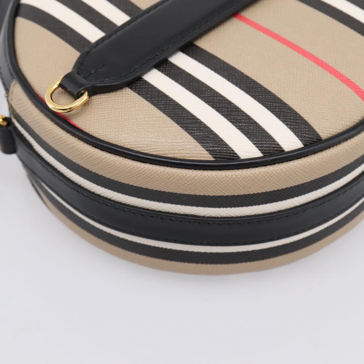 BURBERRY Nova Check Icon Stripe Louise Bag PVC 2way Beige 8051846 Auth SW2764M