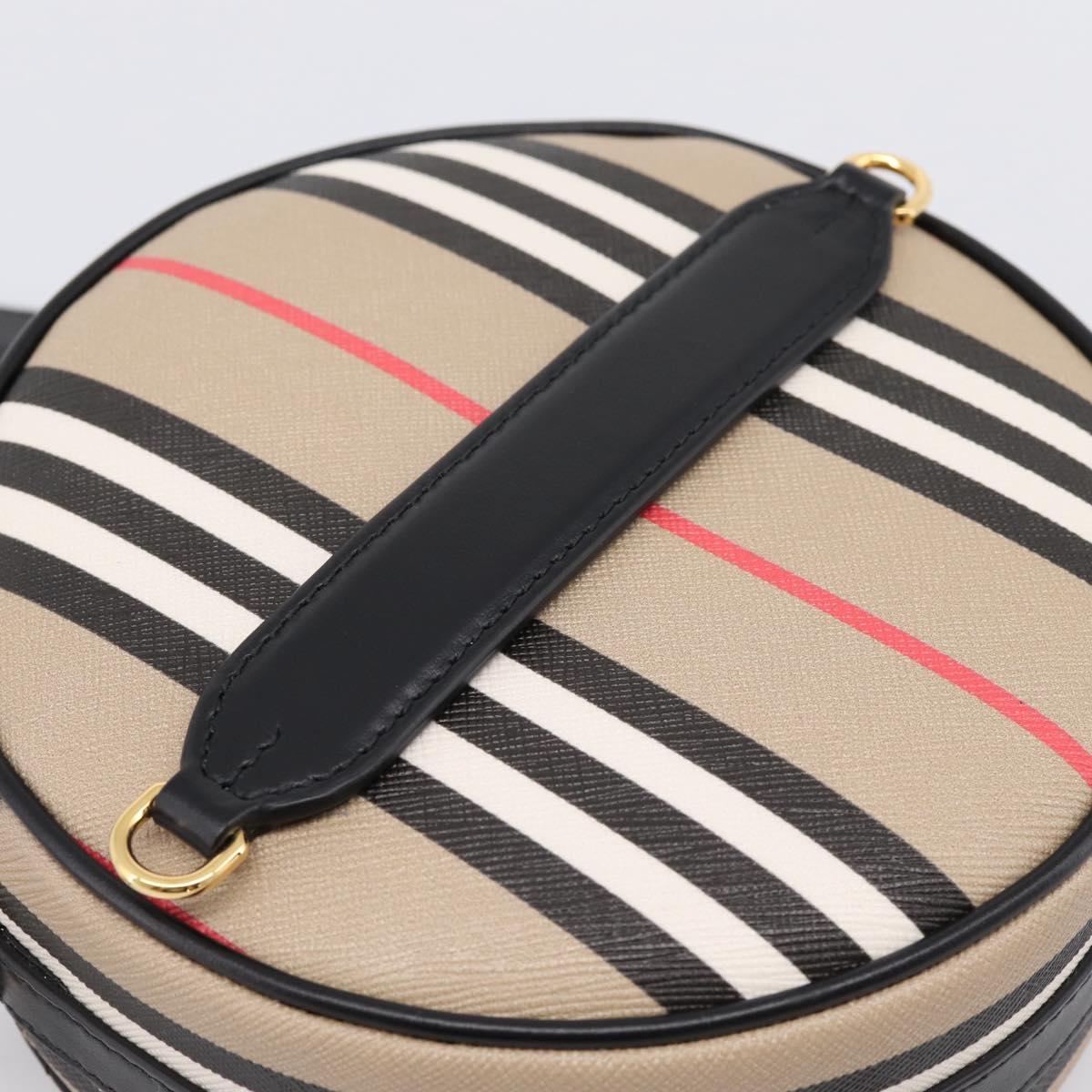 BURBERRY Nova Check Icon Stripe Louise Bag PVC 2way Beige 8051846 Auth SW2764M