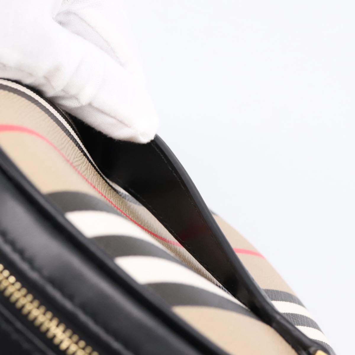 BURBERRY Nova Check Icon Stripe Louise Bag PVC 2way Beige 8051846 Auth SW2764M