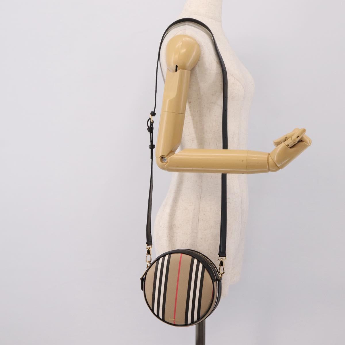 BURBERRY Nova Check Icon Stripe Louise Bag PVC 2way Beige 8051846 Auth SW2764M
