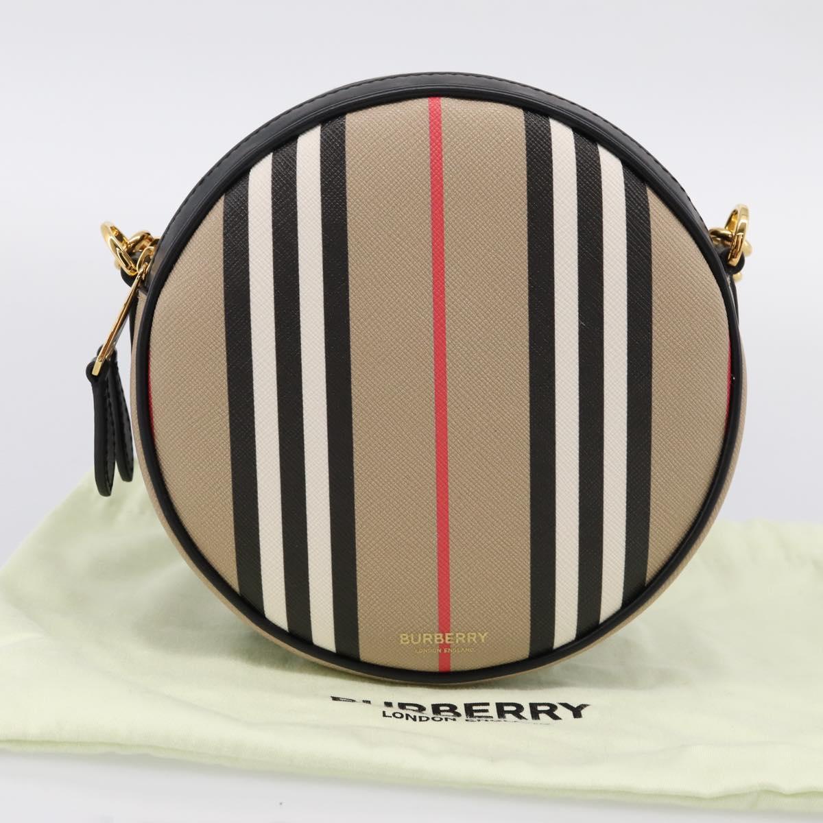 BURBERRY Nova Check Icon Stripe Louise Bag PVC 2way Beige 8051846 Auth SW2764M
